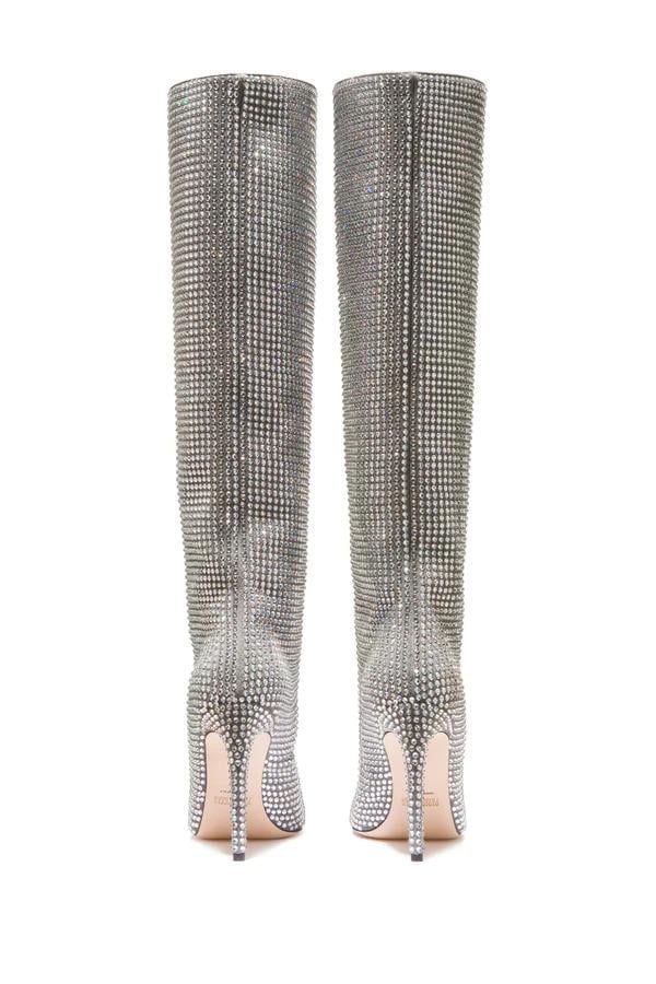 Khloe Uzun Taşlı Çizme Beyaz - WOMAN SHOES