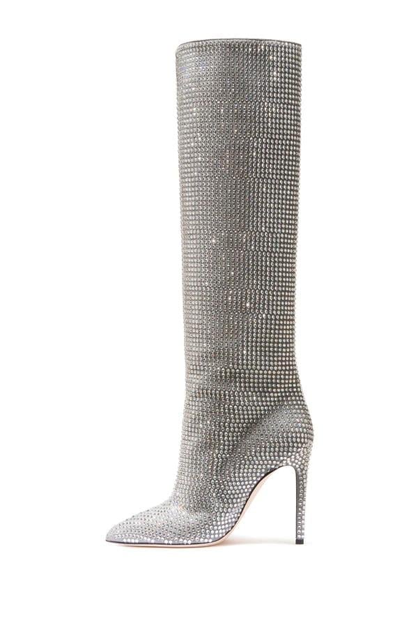 Khloe Uzun Taşlı Çizme Beyaz - WOMAN SHOES