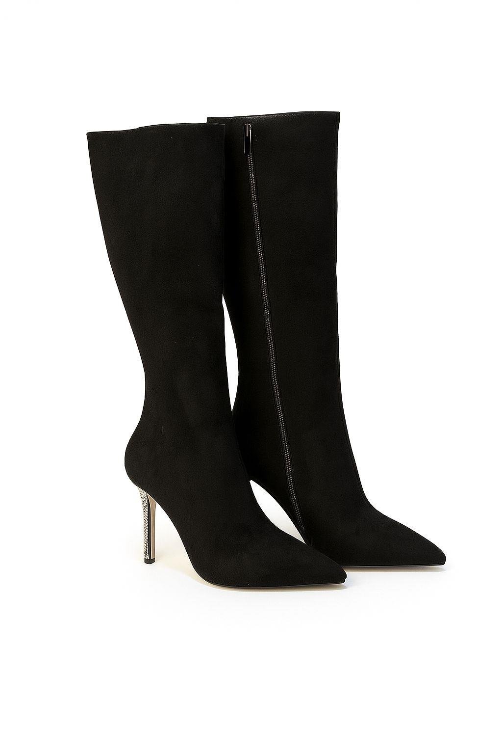 Kokila Süet İnce Topuklu Çizme Siyah - 