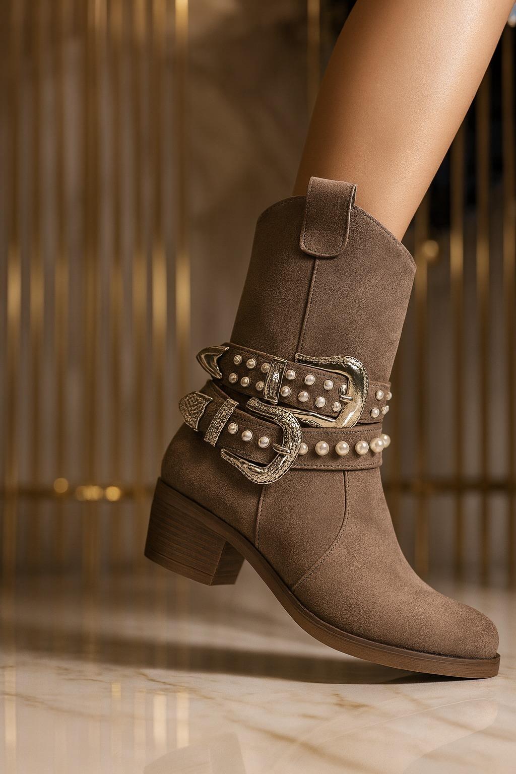 Koly Hakiki Süet Deri Bot Bej - Bot