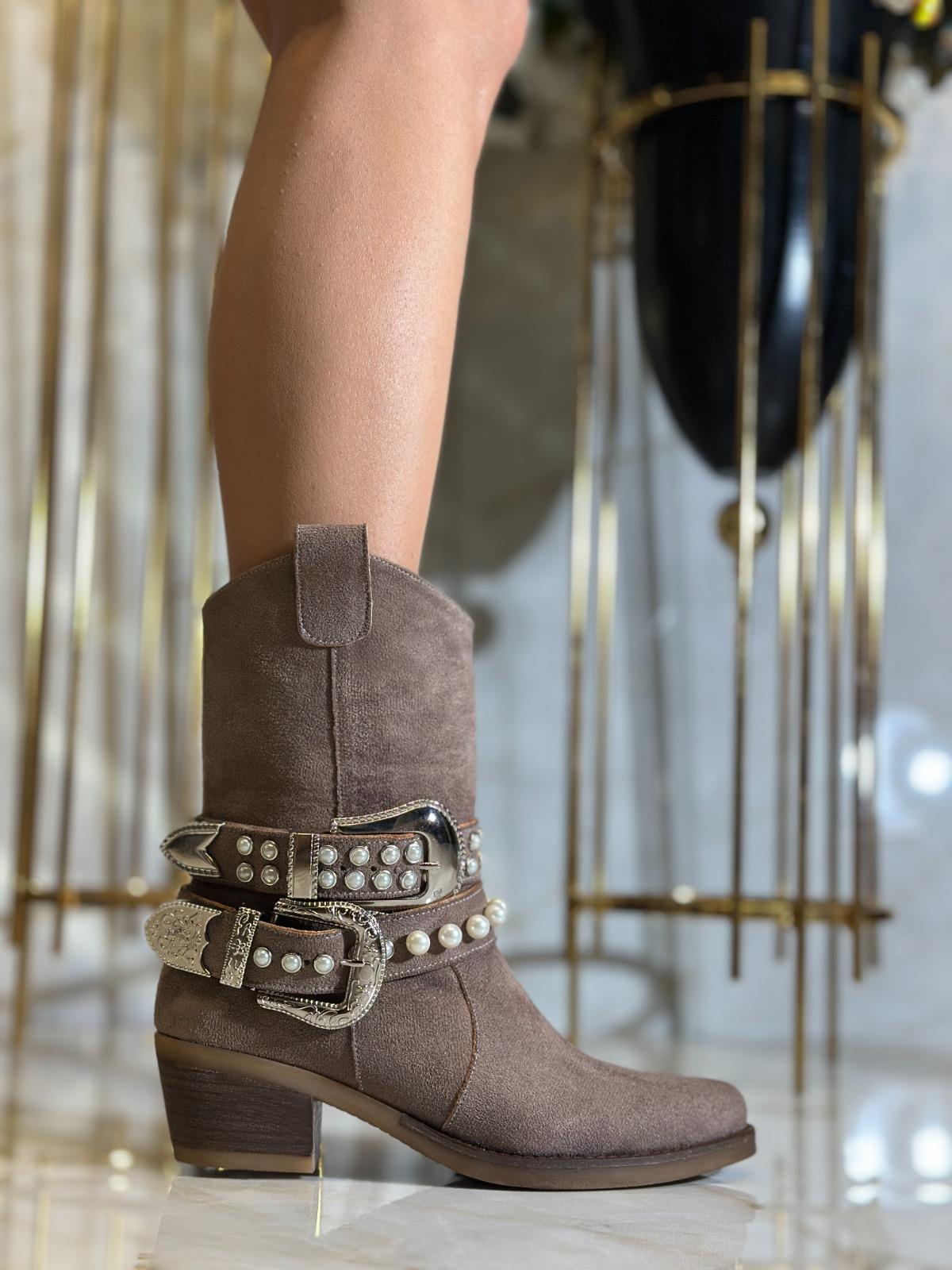 Koly Hakiki Süet Deri Bot Bej - Bot