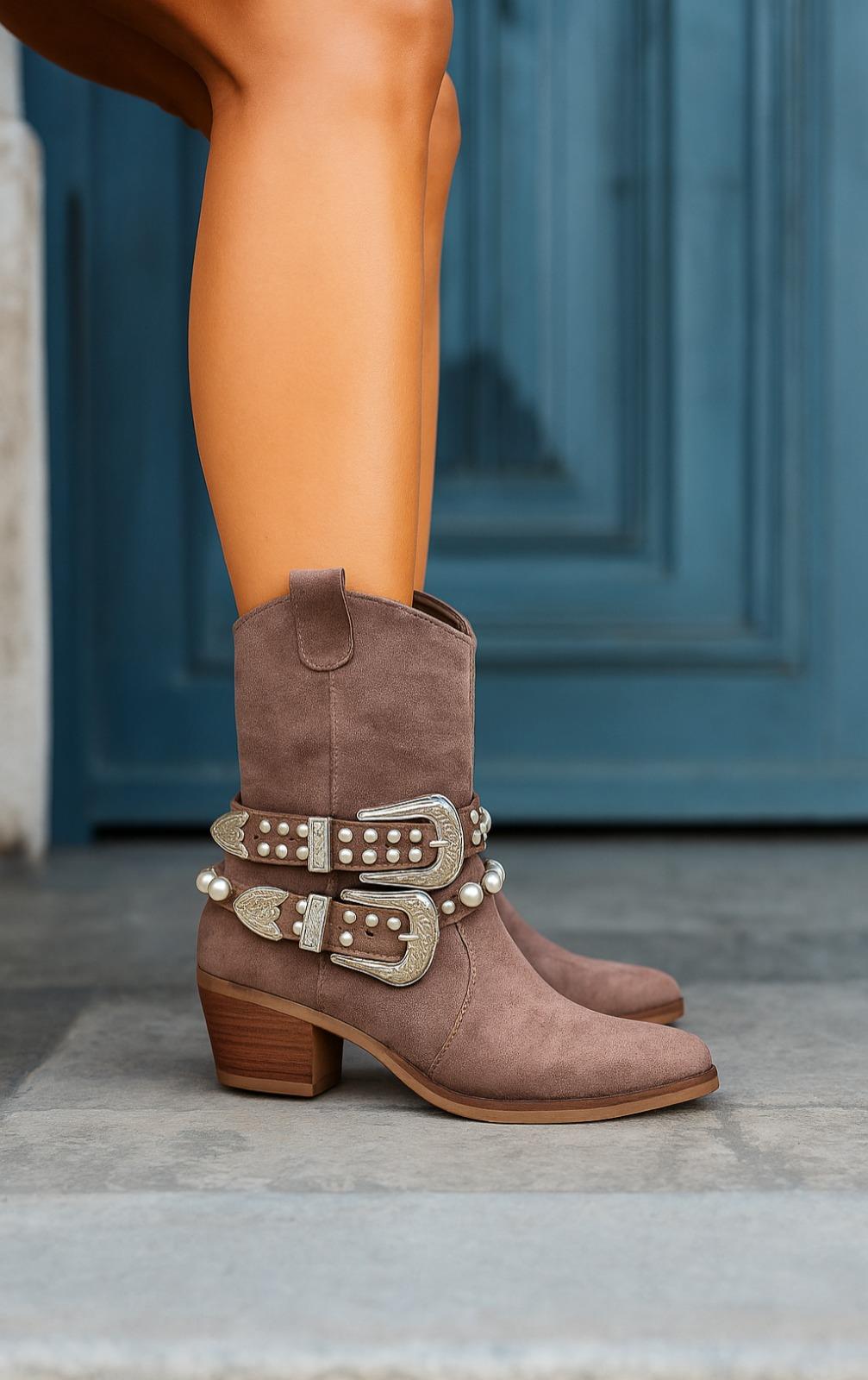 Koly Hakiki Süet Deri Bot Bej - Bot