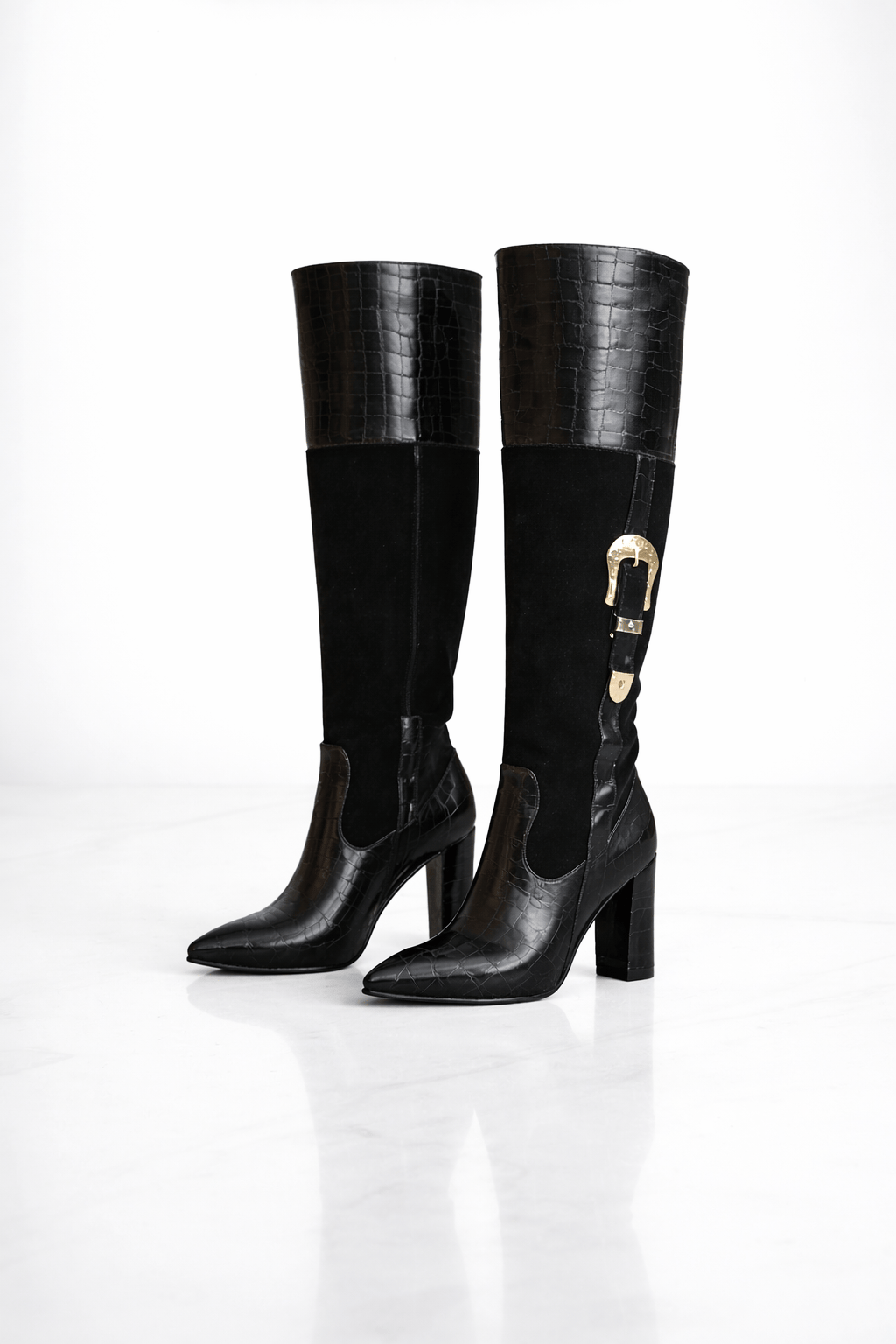 La Dolce Kalın Topuklu Çizme Siyah - Topuklu Çizme