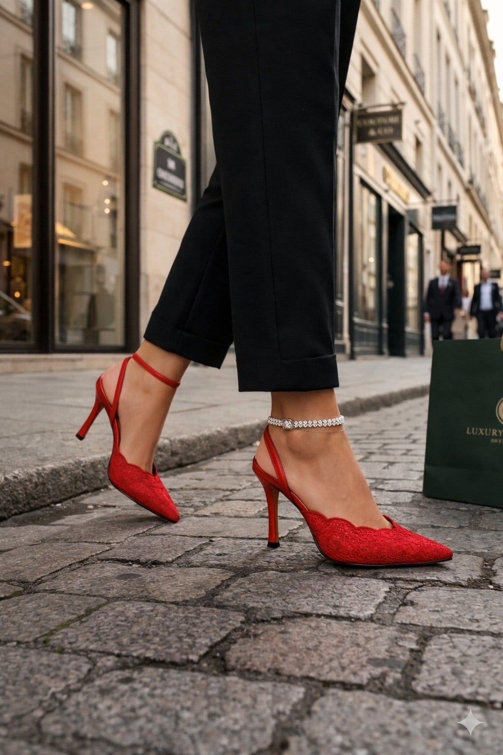 Lace Heart Dantel Stiletto Kırmızı - Stiletto