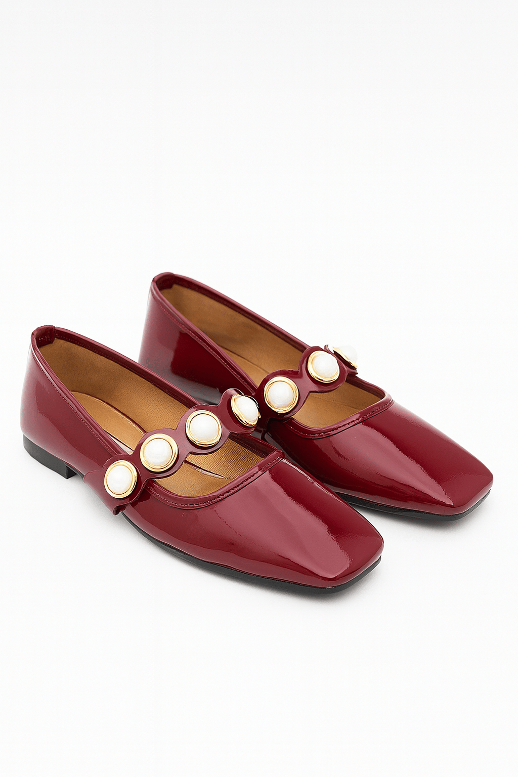 Lala İnci Rugan Babet Bordo - KADIN AYAKKABI