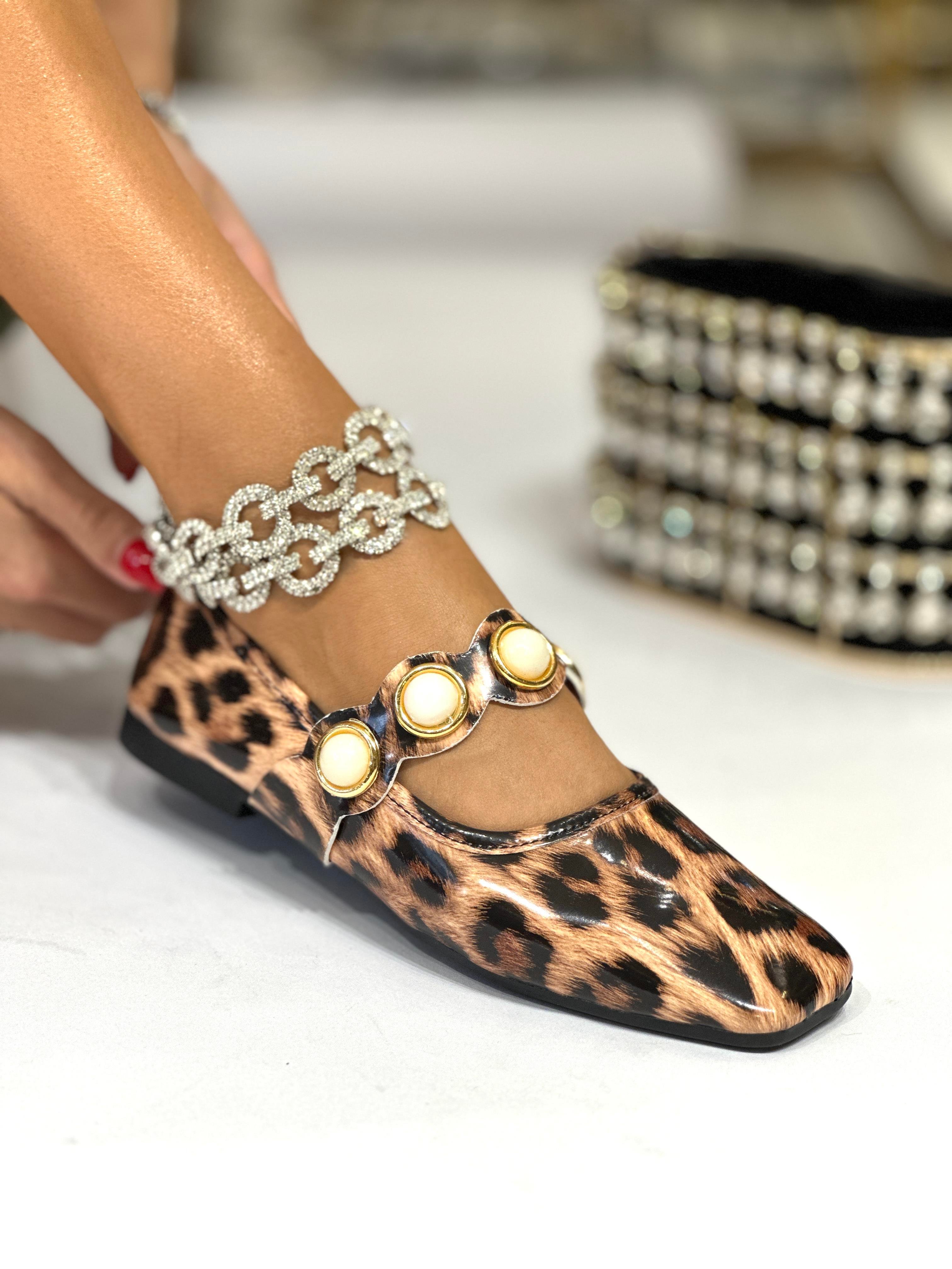 Lala İnci Rugan Babet Leopar - WOMAN SHOES