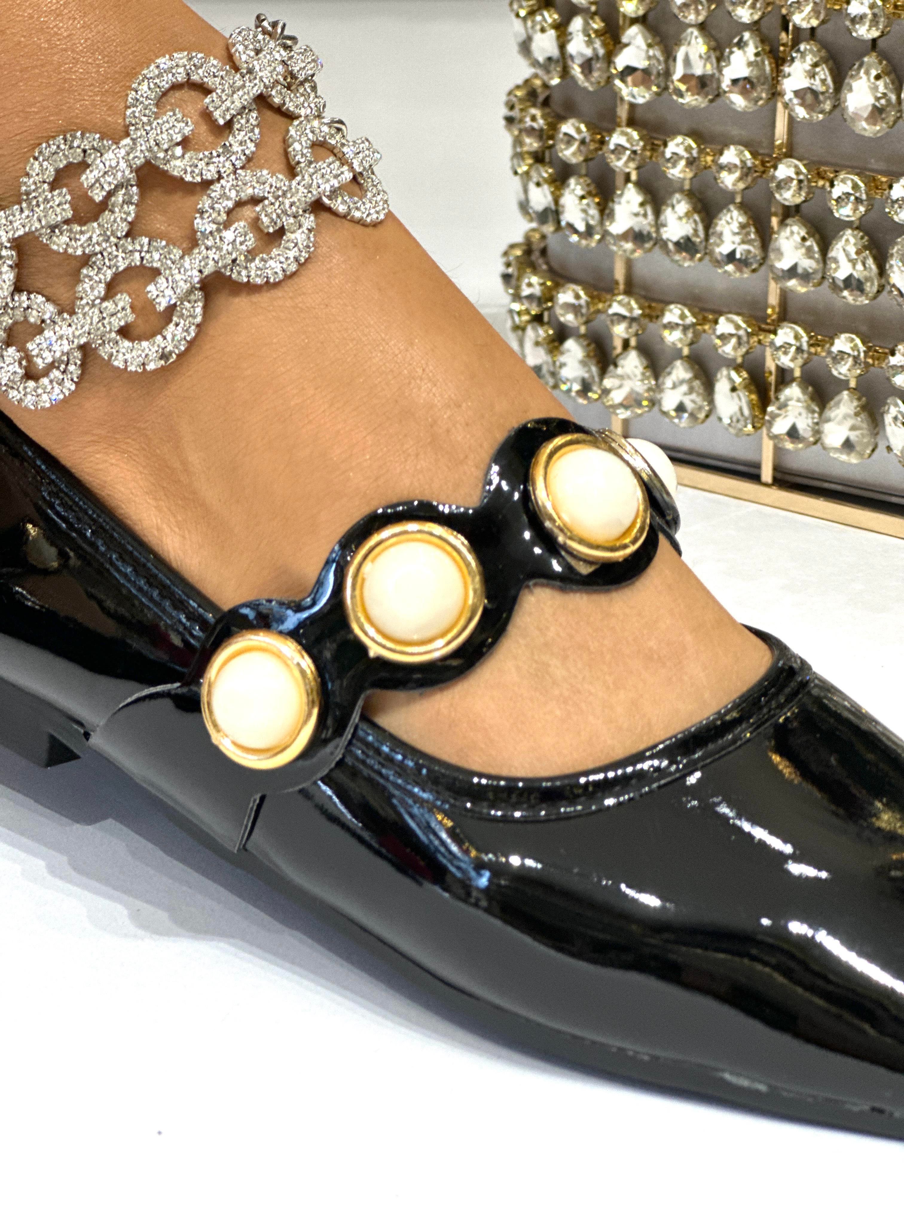 Lala İnci Rugan Babet Siyah - KADIN AYAKKABI