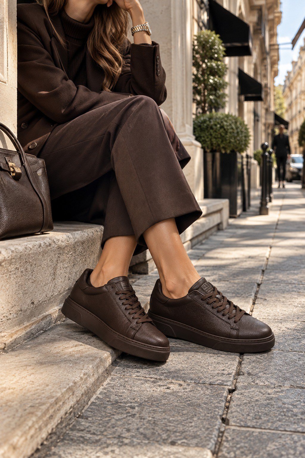 Leather Hakiki Deri Spor Ayakkabı Koyu Kahve - Spor Ayakkabı