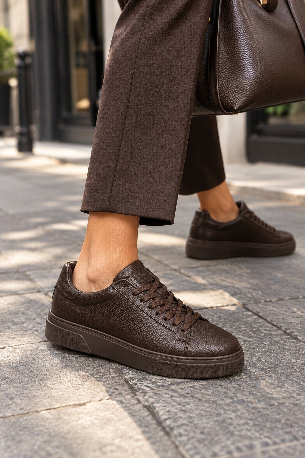 Leather Hakiki Deri Spor Ayakkabı Koyu Kahve - Spor Ayakkabı