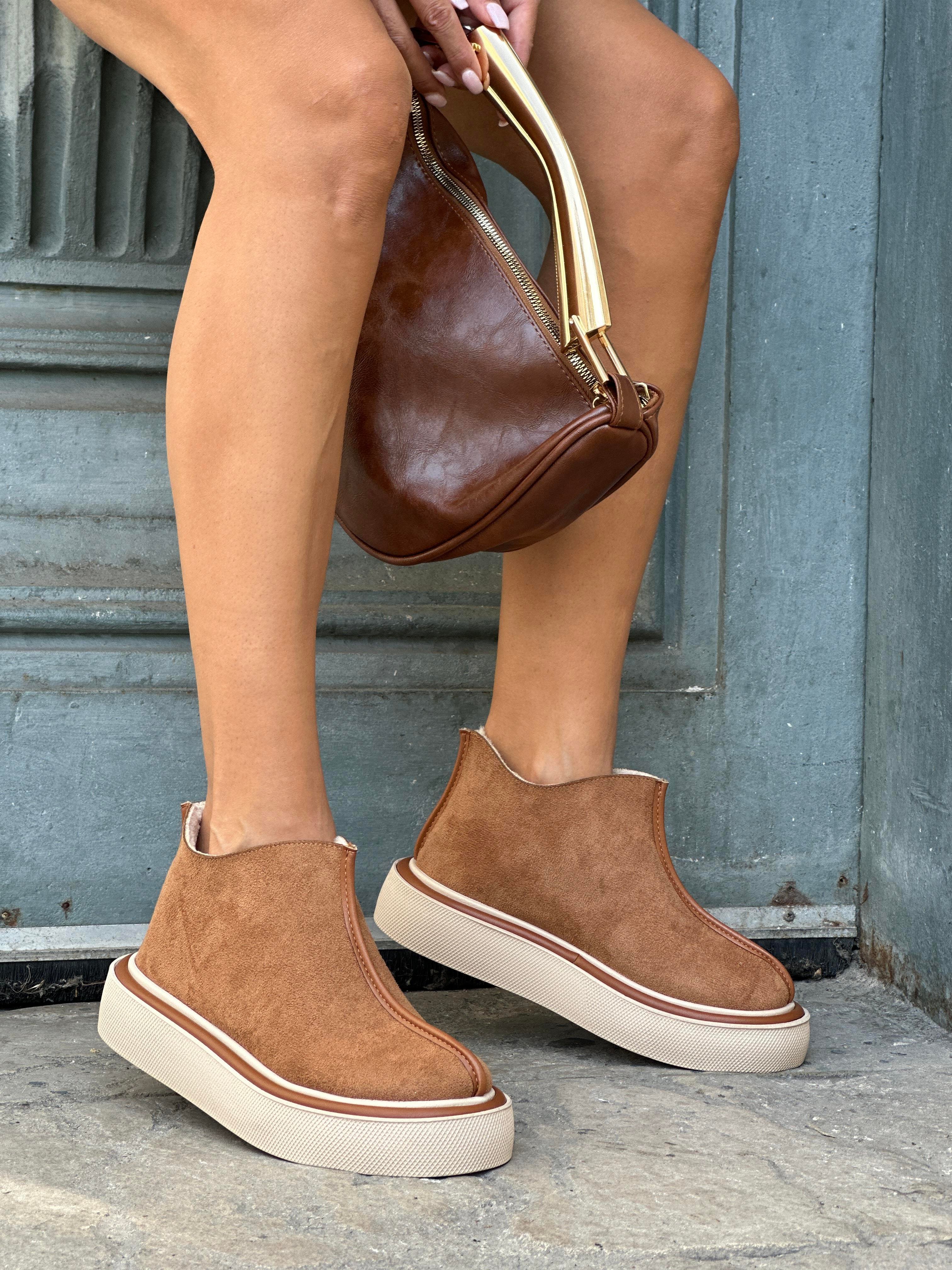 Lena Bot Kahverengi - Düz Bot