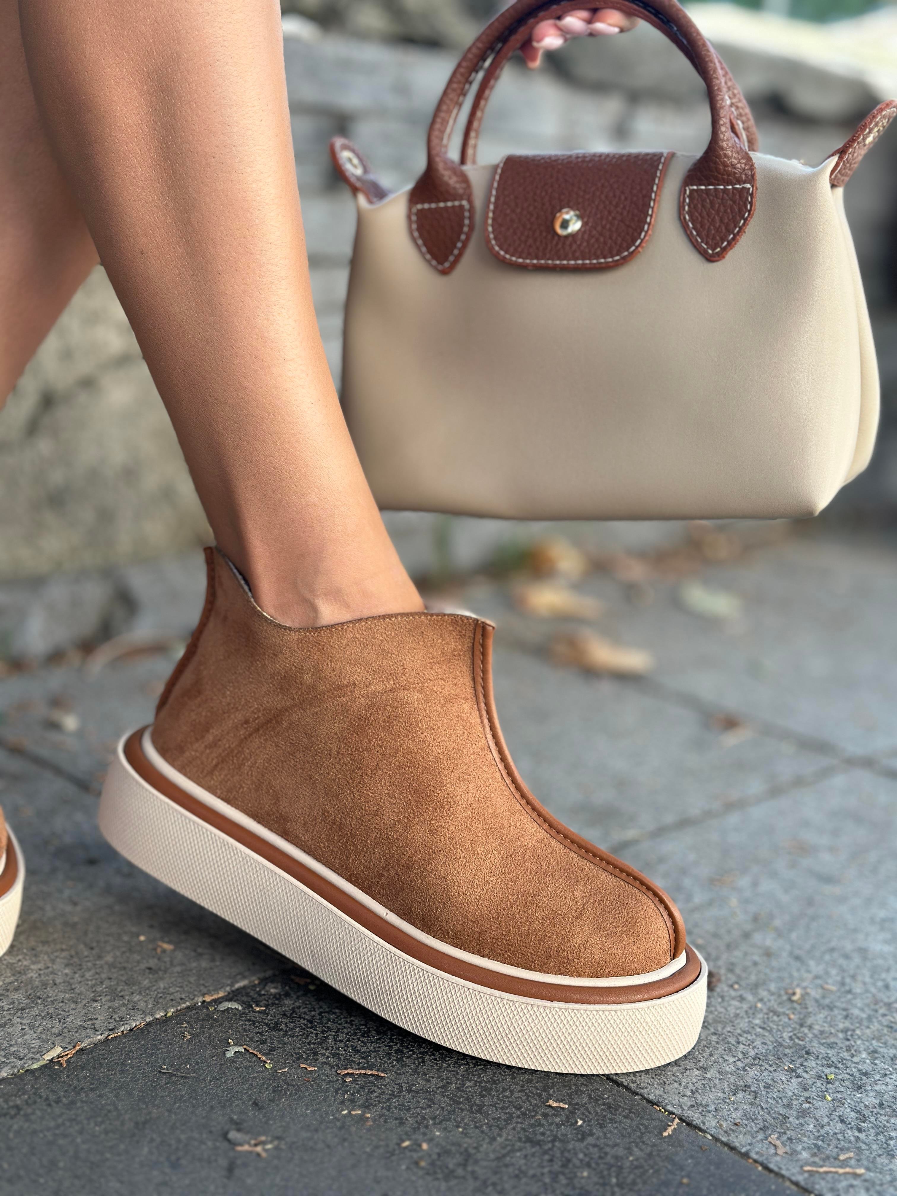 Lena Bot Kahverengi - Düz Bot