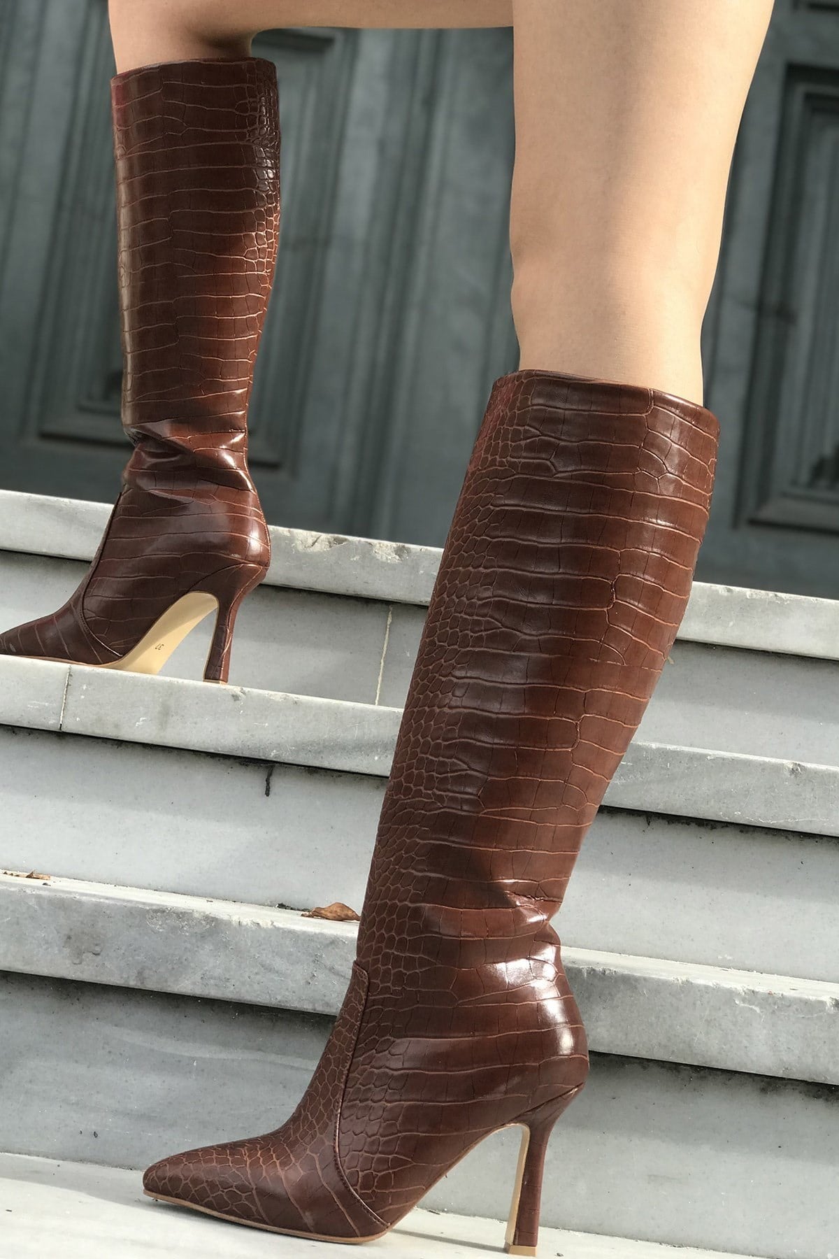Leona Long Boot Taba - Topuklu Çizme