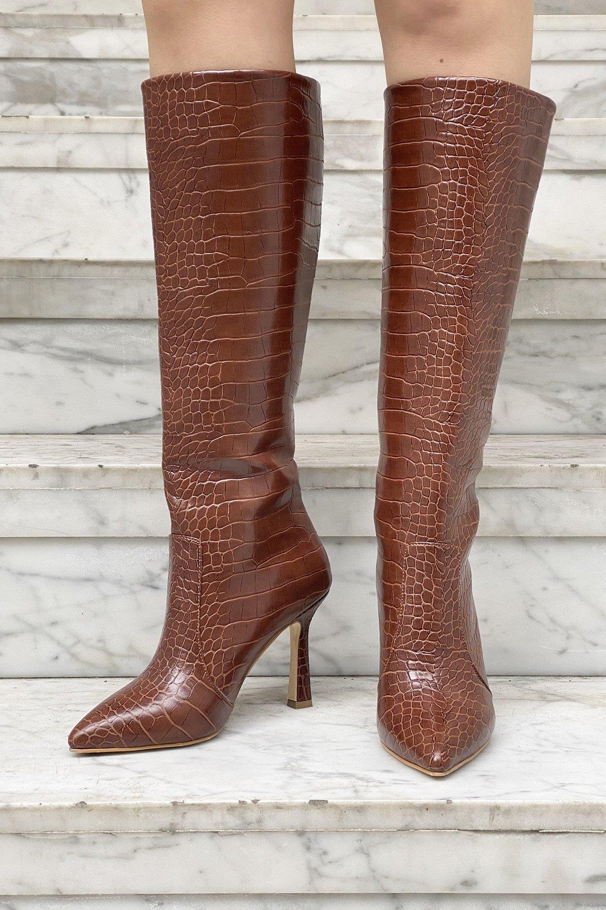 Leona Long Boot Taba - Topuklu Çizme