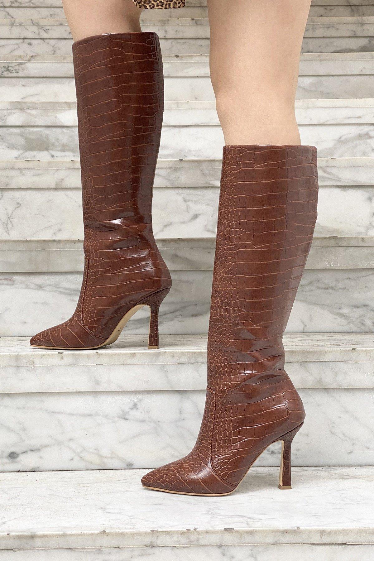 Leona Long Boot Taba - Topuklu Çizme