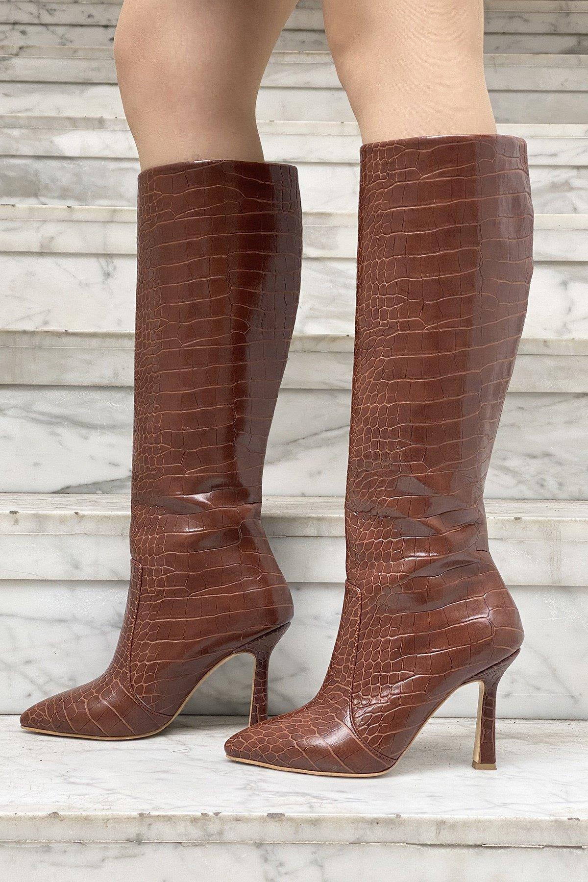 Leona Long Boot Taba - Topuklu Çizme