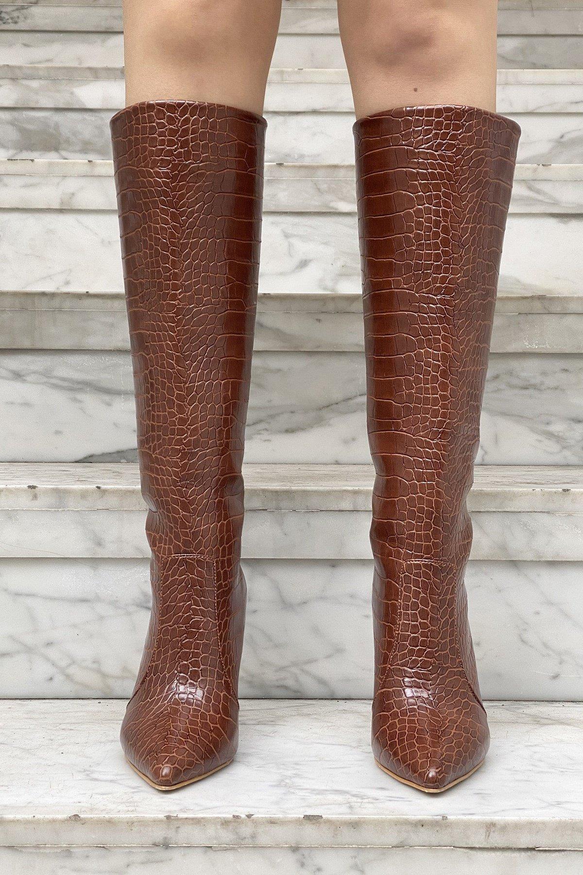 Leona Long Boot Taba - Topuklu Çizme