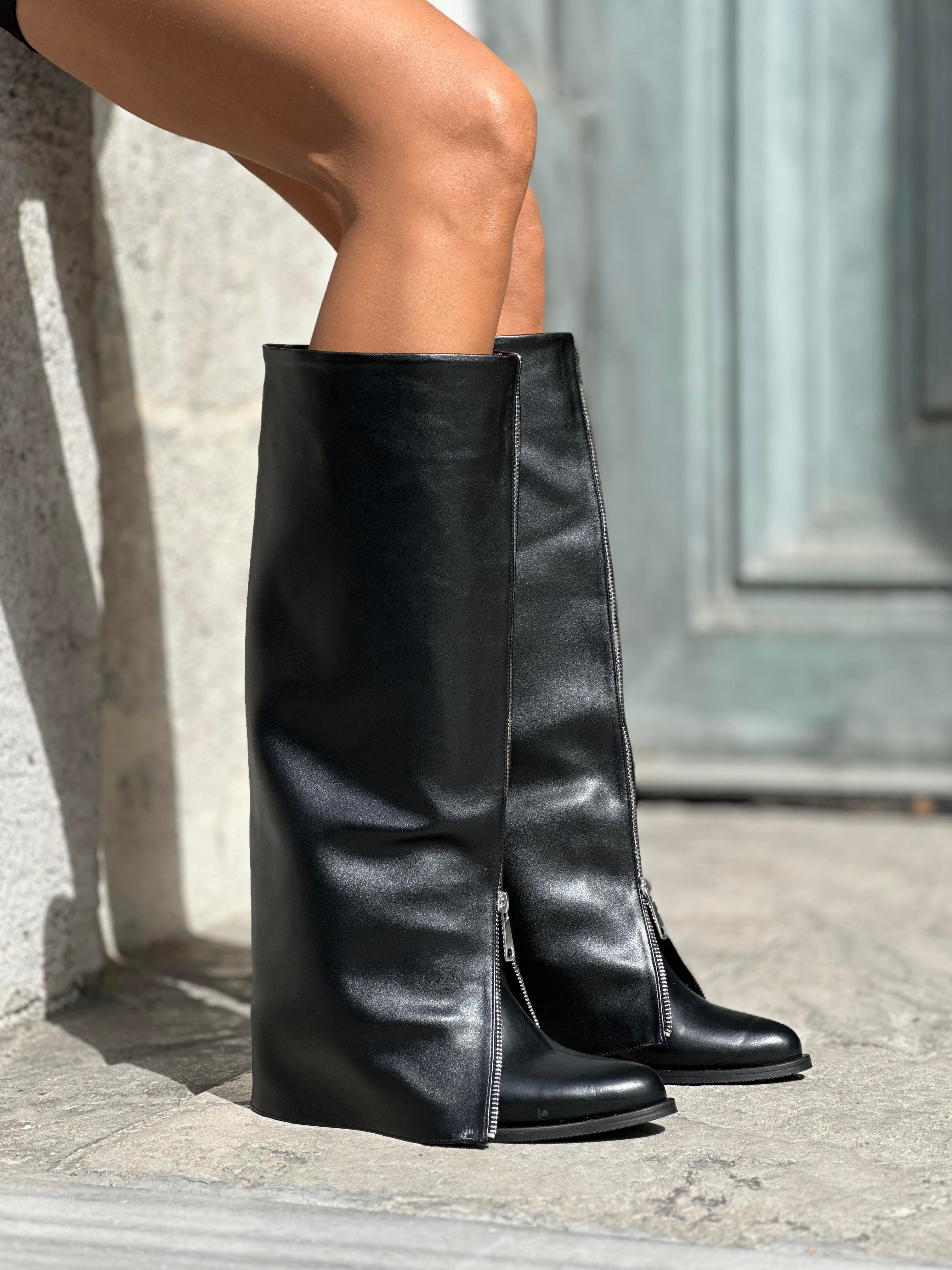 Lofi Fermuarlı Çizme Siyah - LONG BOOTS
