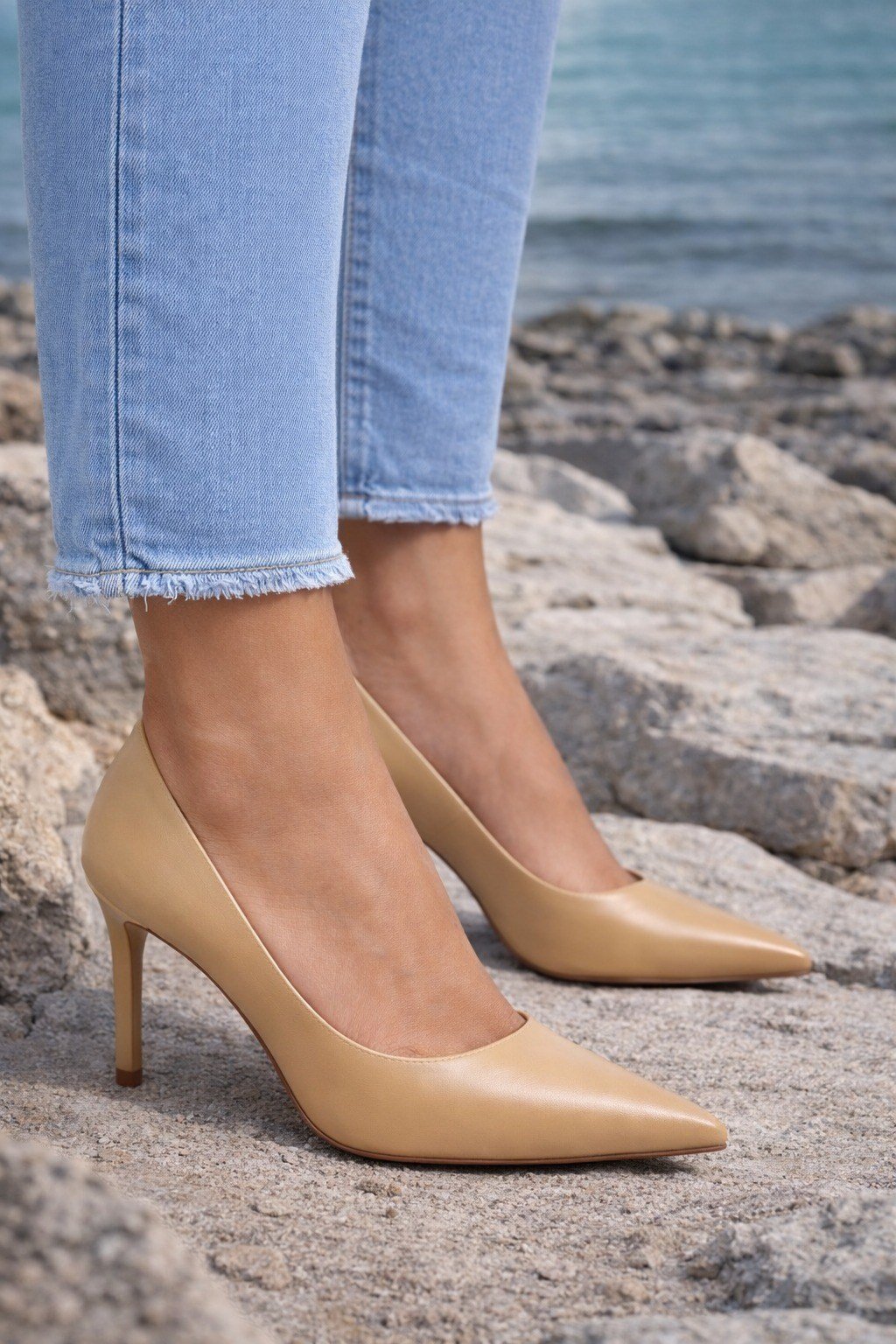 Loila Deri Stiletto Bej - Stiletto