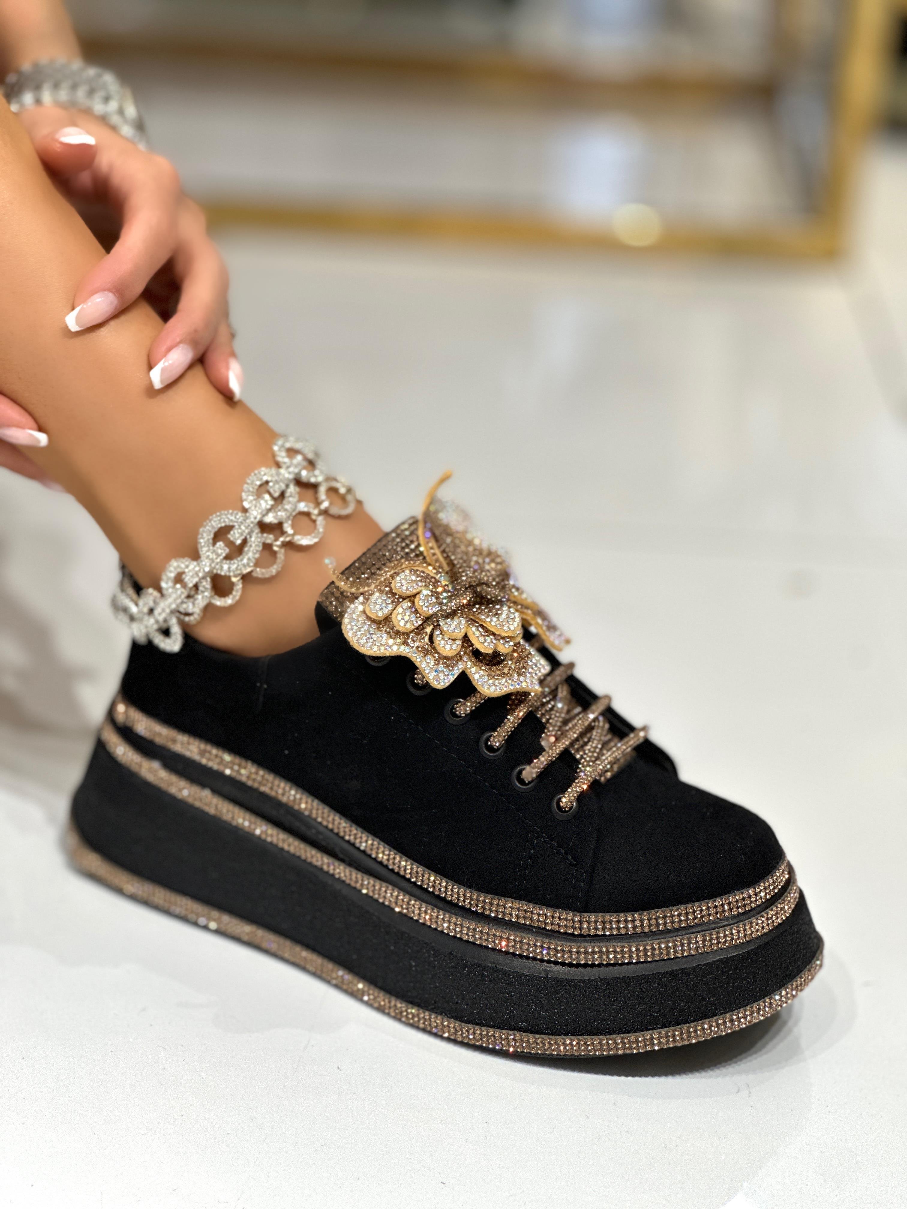 Lolo Süet Özel Tasarım Spor Ayakkabı Siyah - WOMAN SHOES