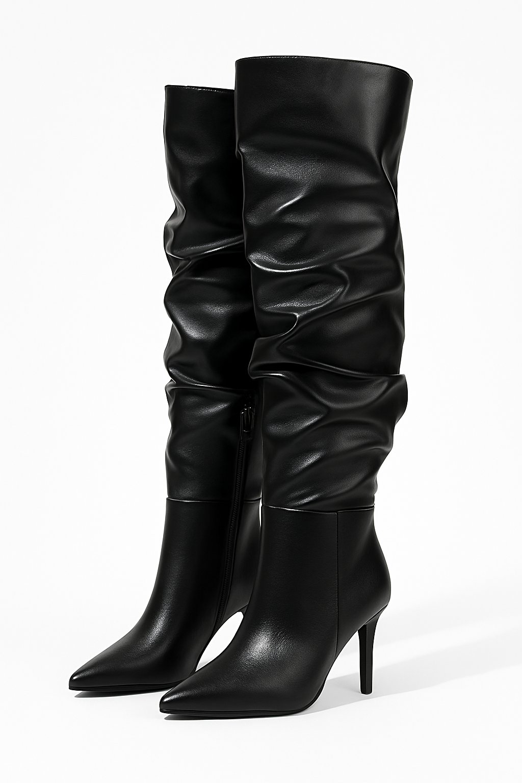 Long Class Diz Üstü İnce Topuklu Çizme Siyah - Topuklu Çizme