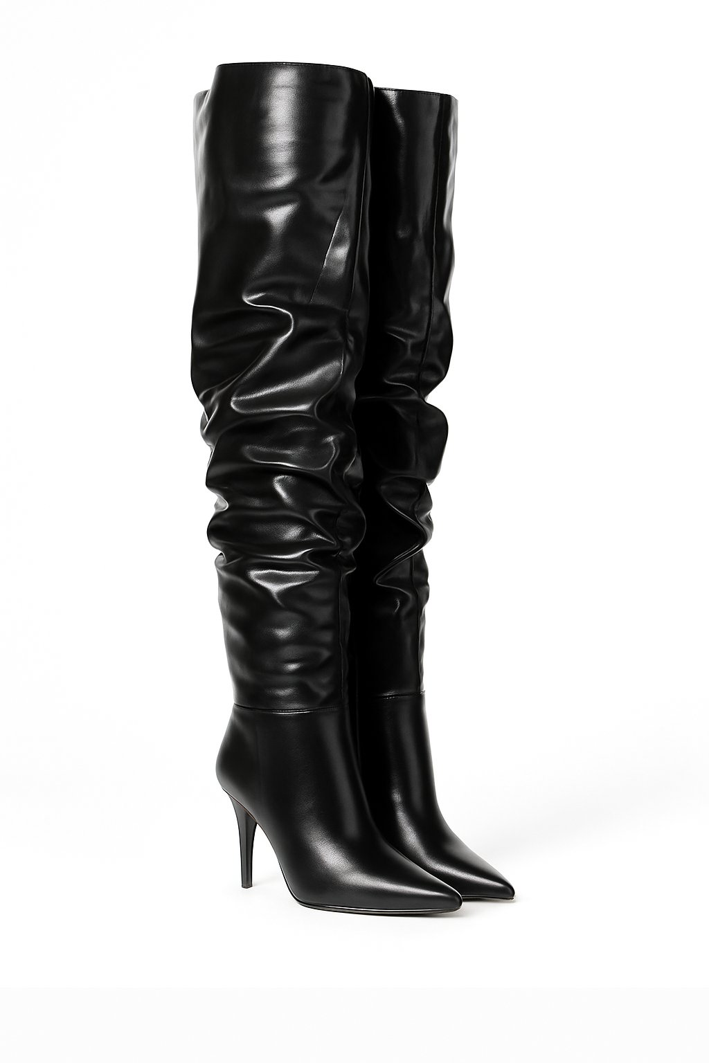 Long Class Diz Üstü İnce Topuklu Çizme Siyah - Topuklu Çizme