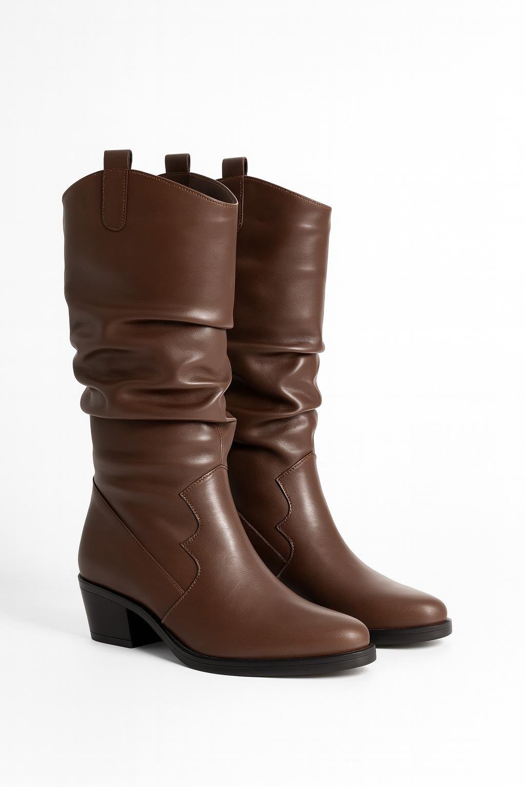 Acelya Hakiki Deri Bot Kahverengi - Topuklu Bot