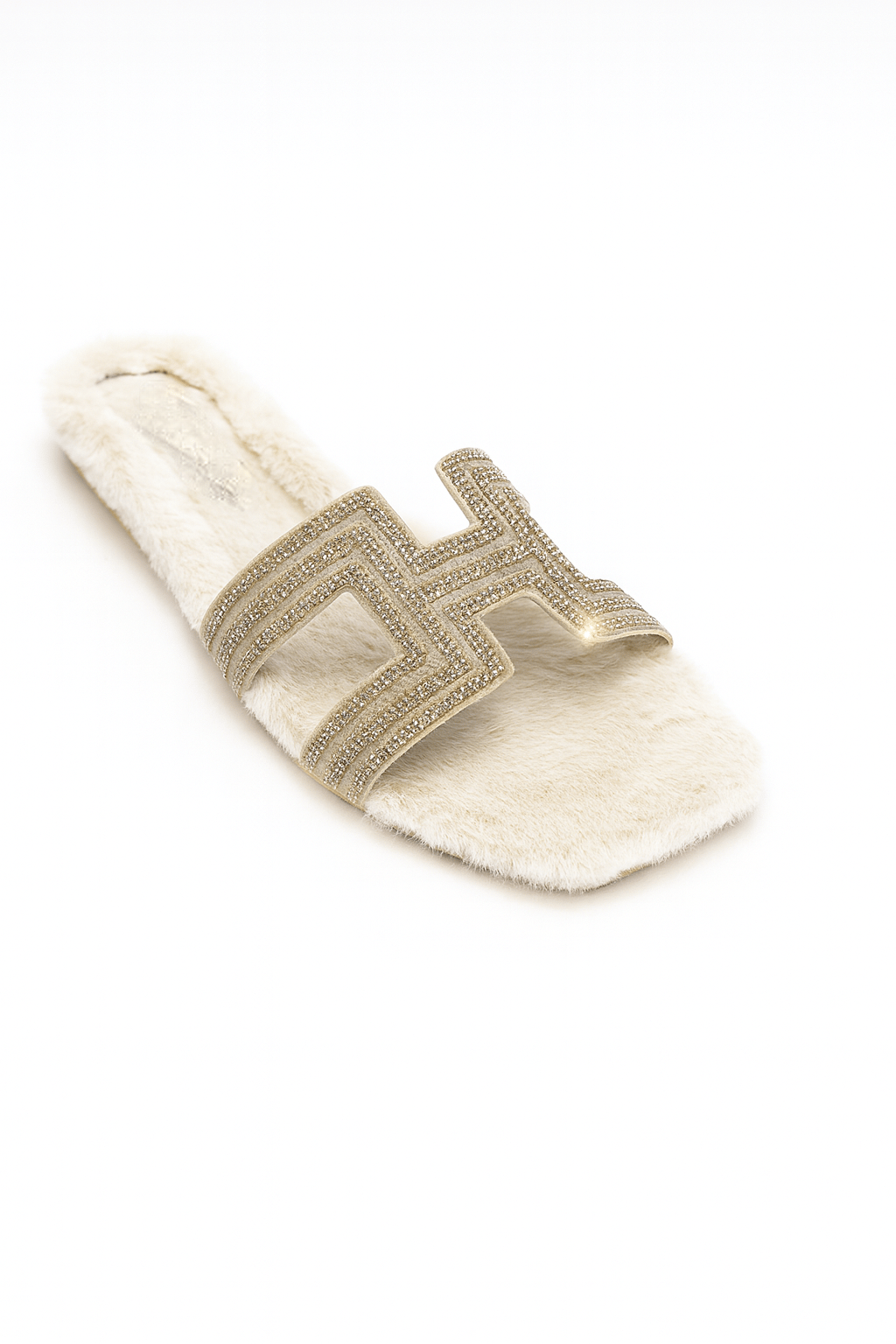 Lumay Gümüş Tüylü Terlik Bej - 