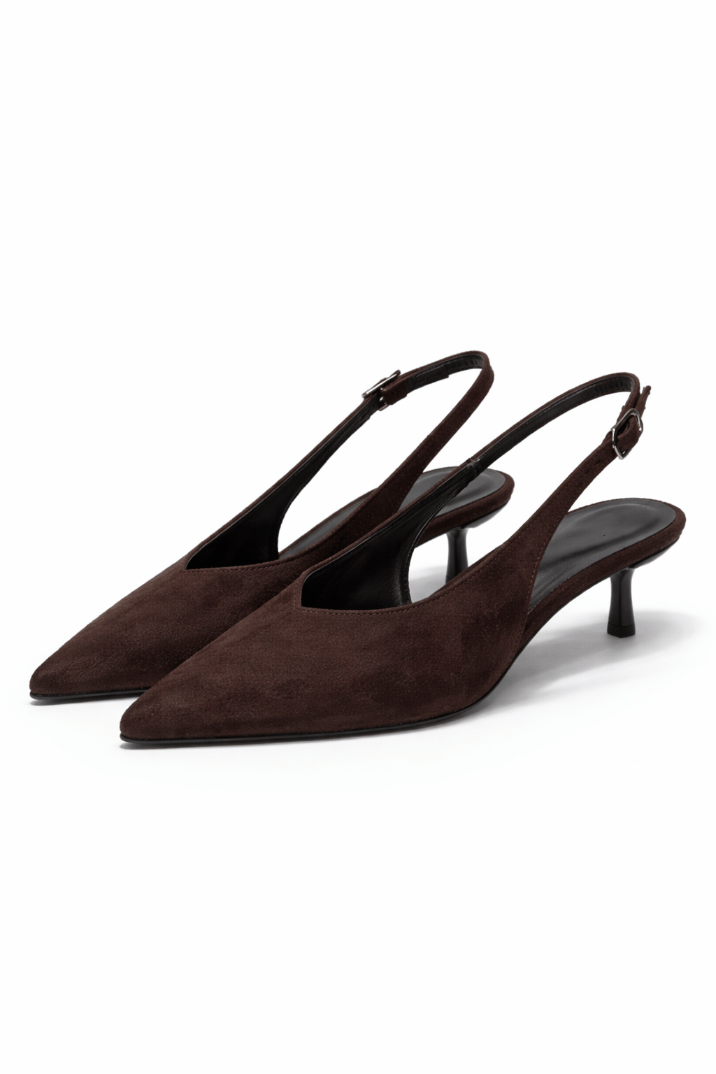 Lumiére Süet Topuklu Slingback Stiletto Kahverengi - Stiletto