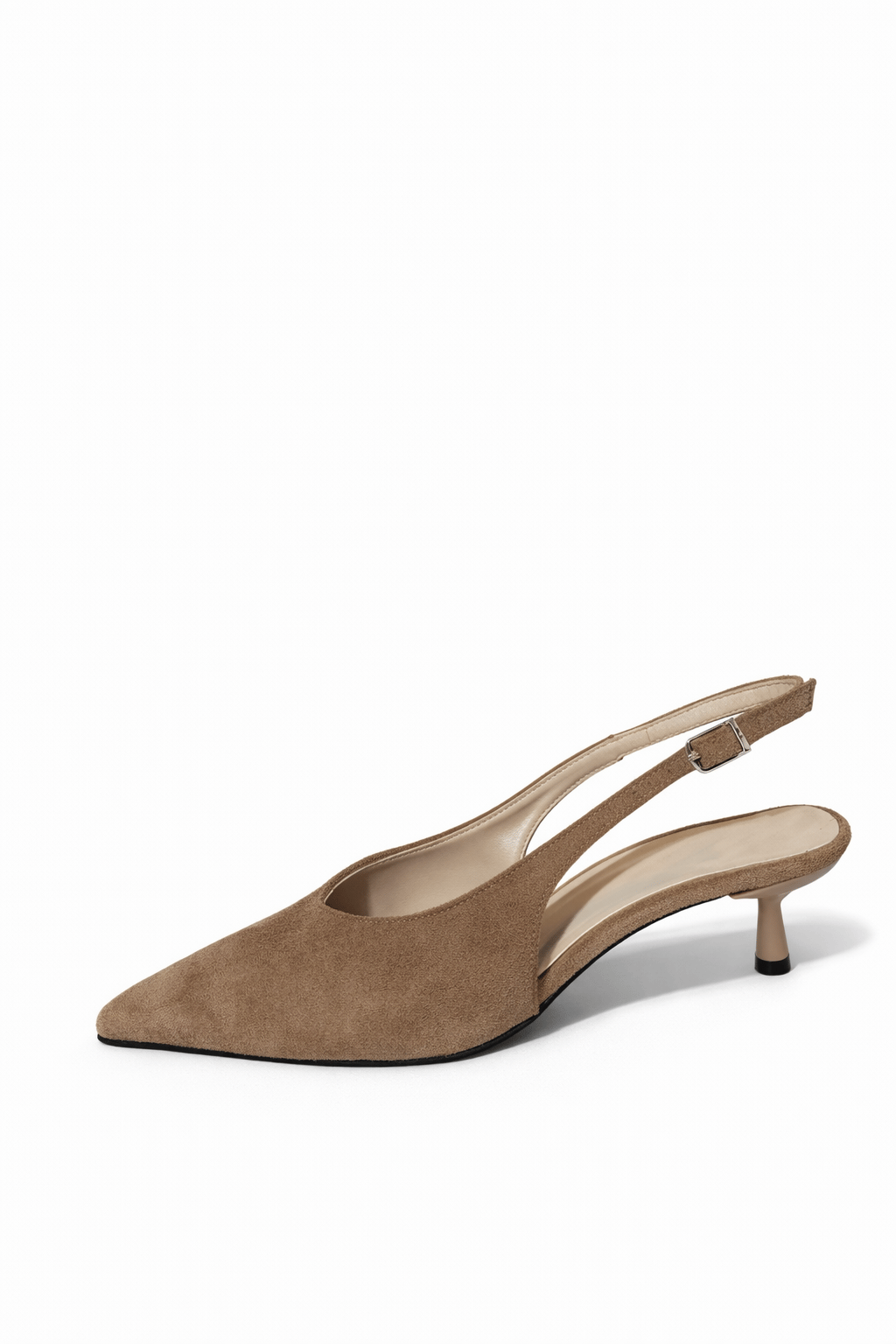 Lumiére Süet Topuklu Slingback Stiletto Bej - 