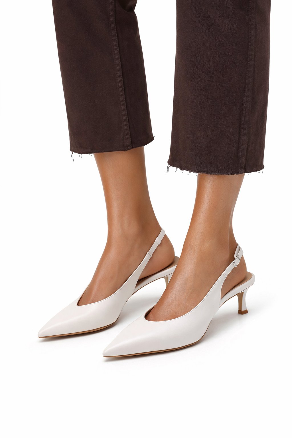 Lumiére Topuklu Slingback Stiletto Beyaz - Stiletto