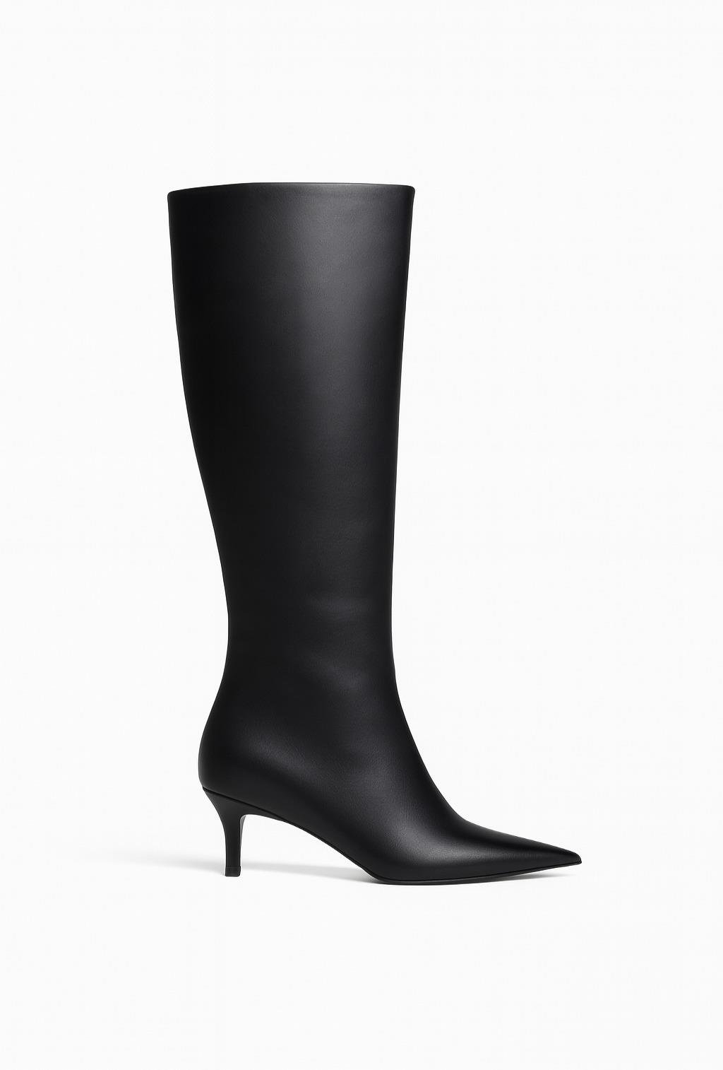 LuxeWarm İnce Topuklu Çizme Siyah - Topuklu Çizme