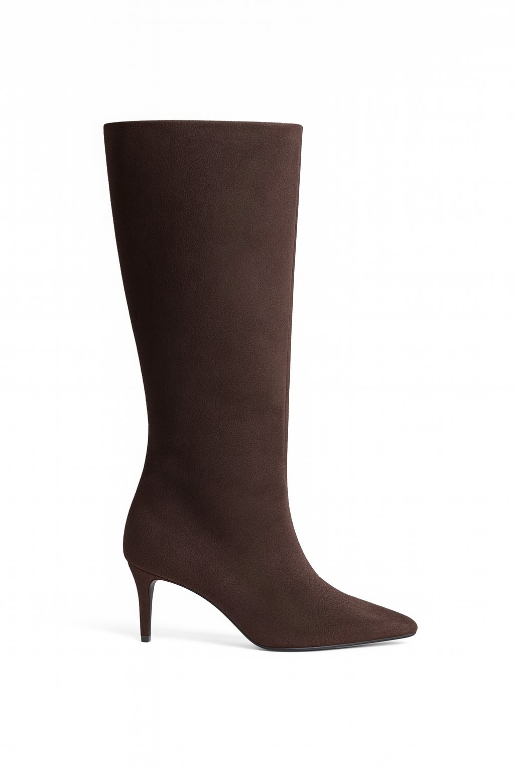 LuxeWarm Süet İnce Topuklu Çizme Kahverengi - Topuklu Çizme