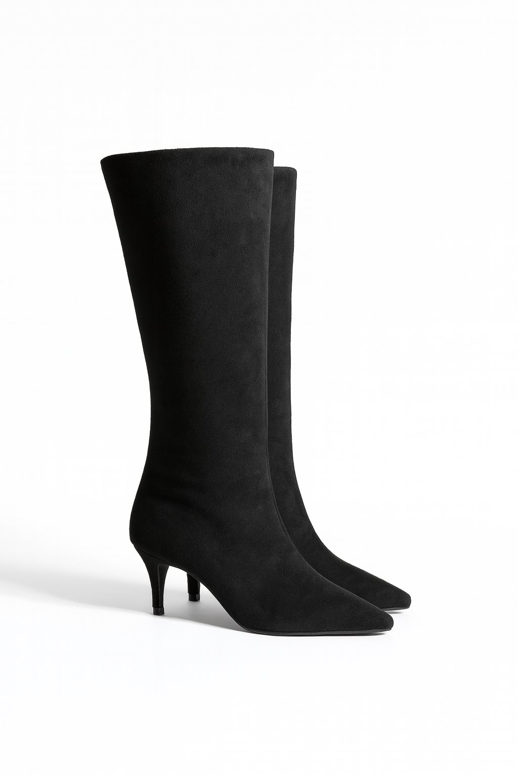 LuxeWarm Süet İnce Topuklu Çizme Siyah - Topuklu Çizme