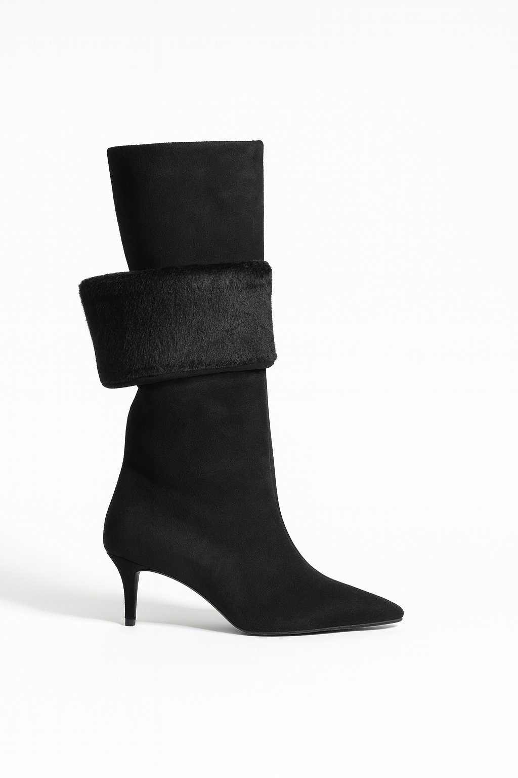 LuxeWarm Süet İnce Topuklu Çizme Siyah - Topuklu Çizme