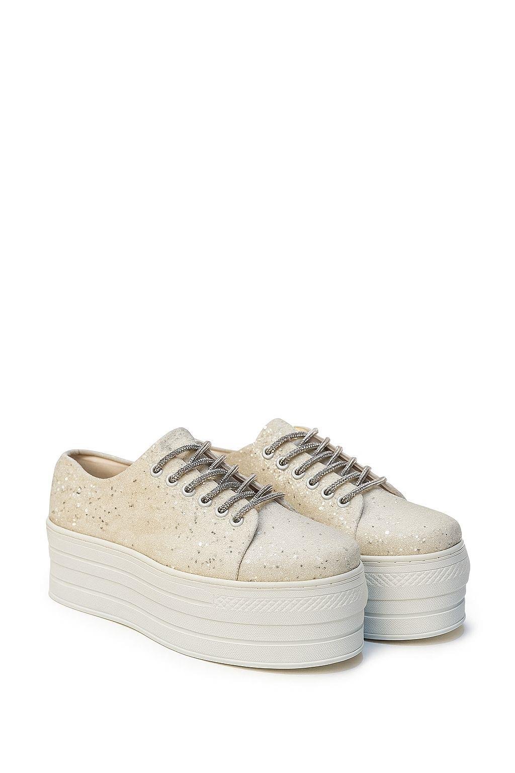 Malan Yüksek Taban Spor Ayakkabı Bej - 