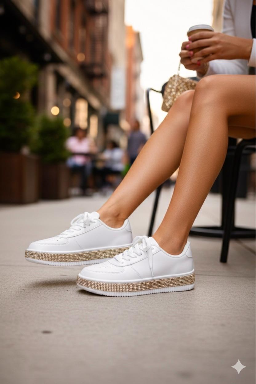 Mea Taşlı Spor Ayakkabı Beyaz - Spor Ayakkabı