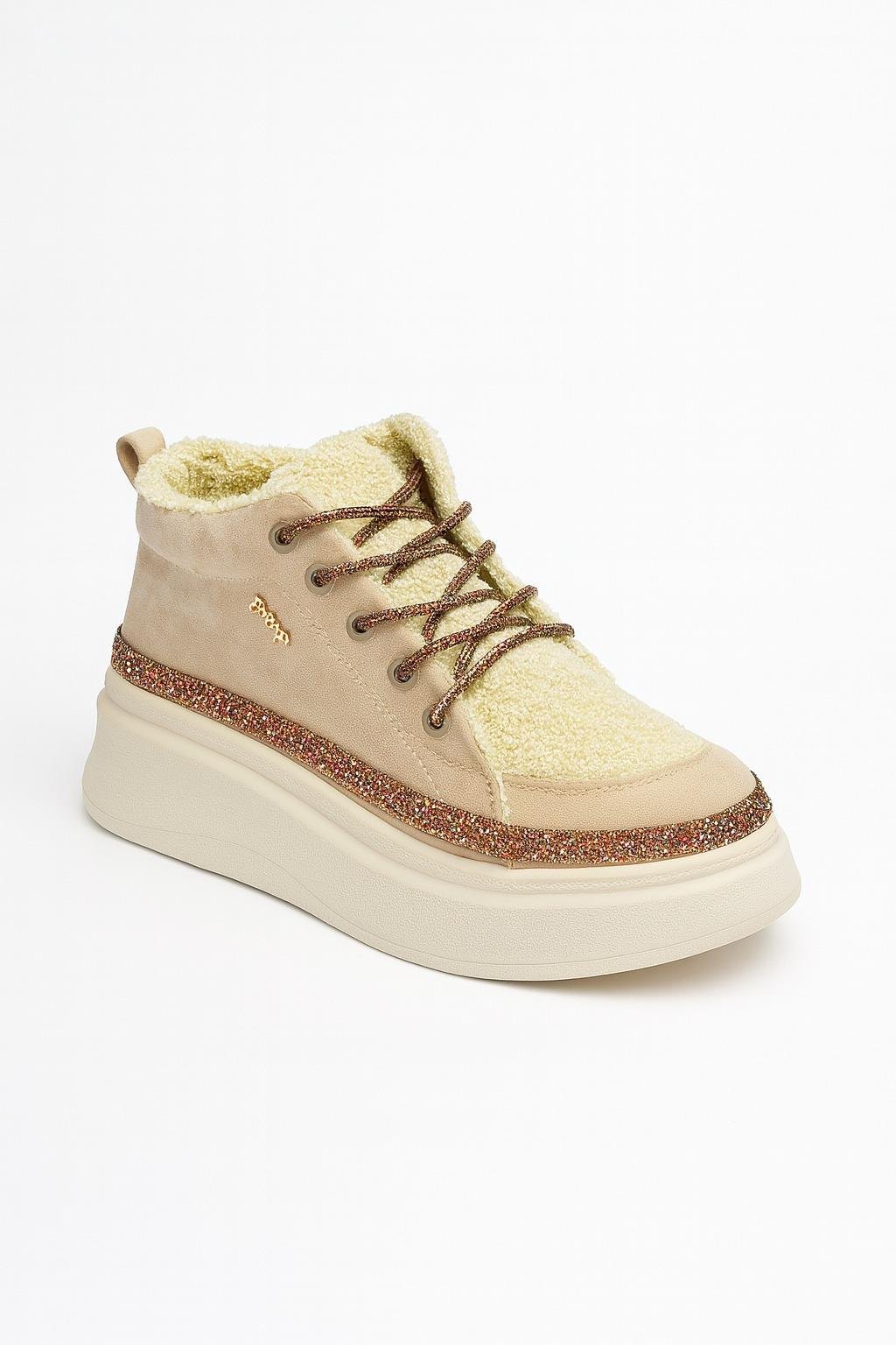 Mihali Peluş Spor Ayakkabı Bej - Spor Ayakkabı