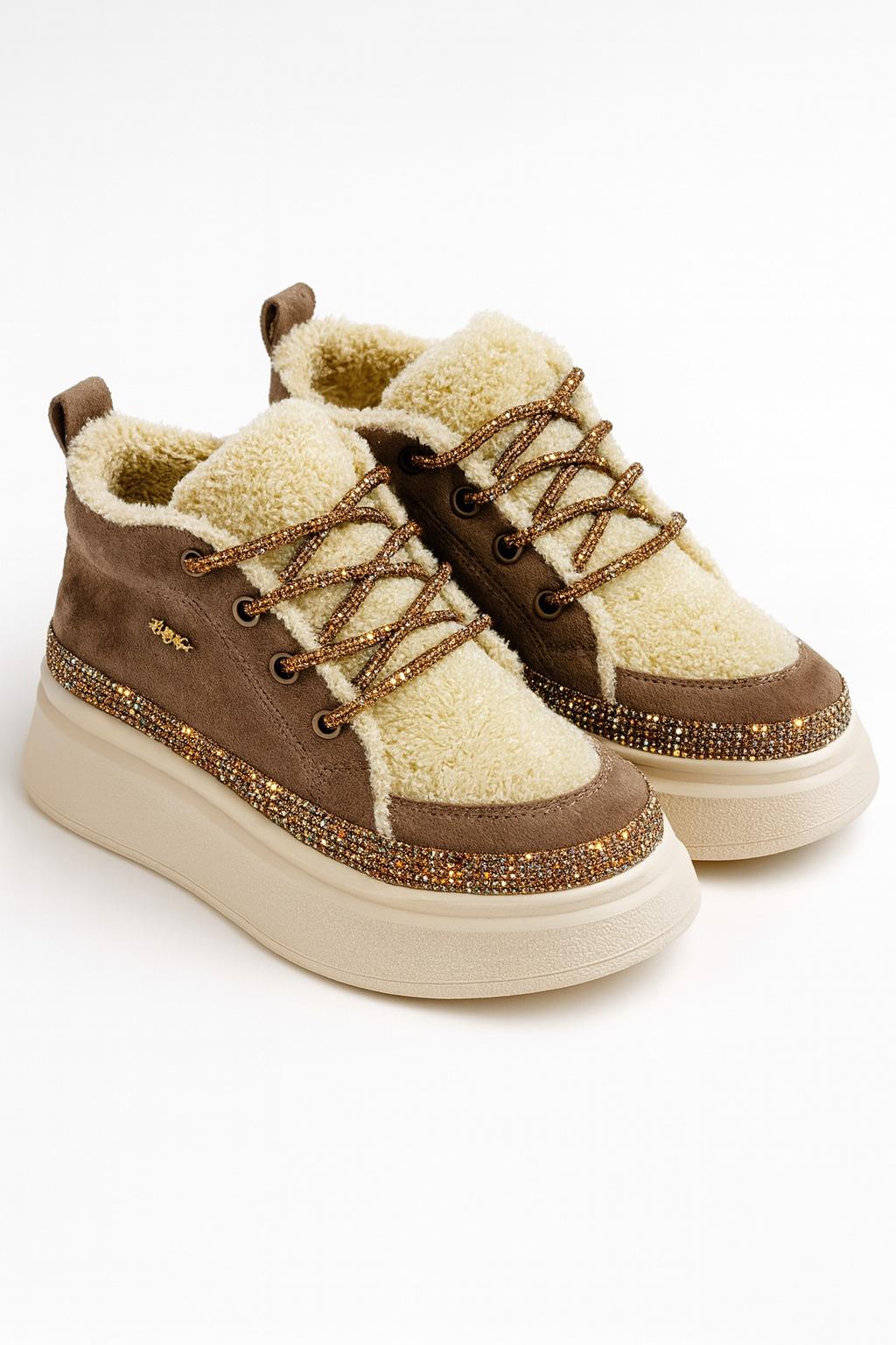 Mihali Peluş Spor Ayakkabı Kahverengi - Spor Ayakkabı