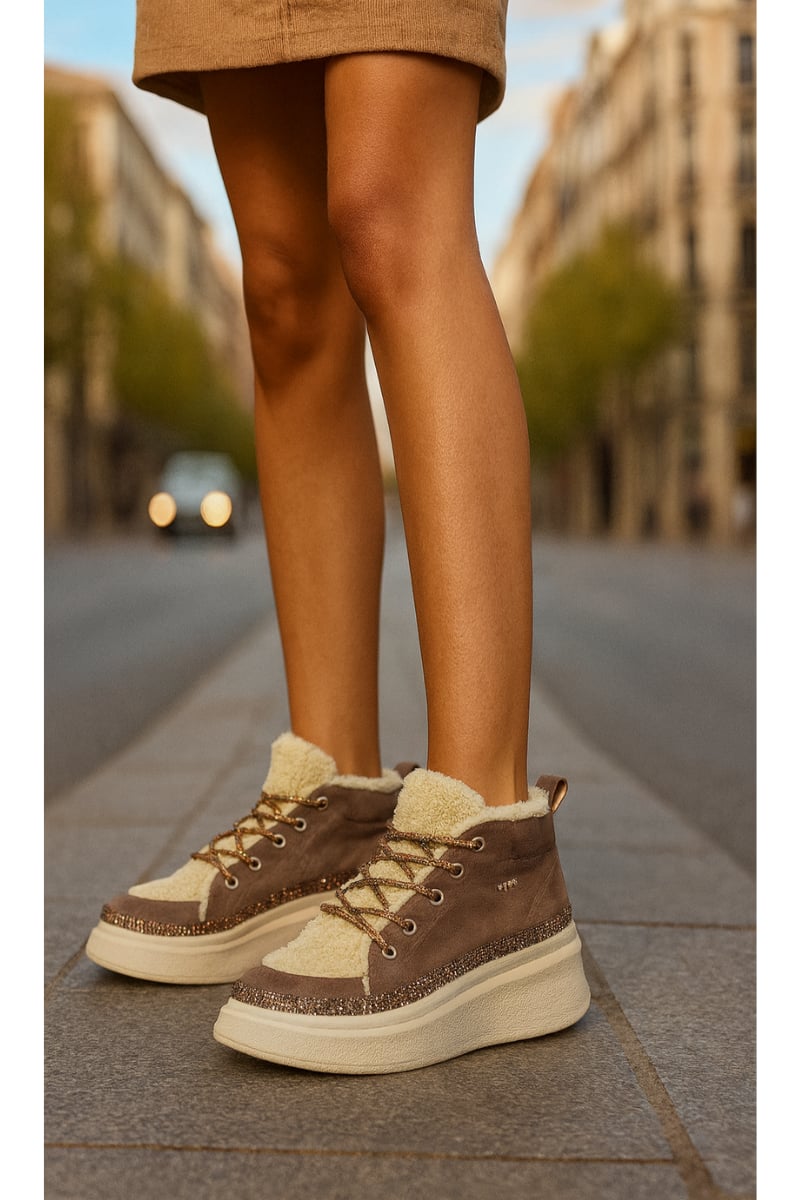 Mihali Peluş Spor Ayakkabı Kahverengi - Spor Ayakkabı