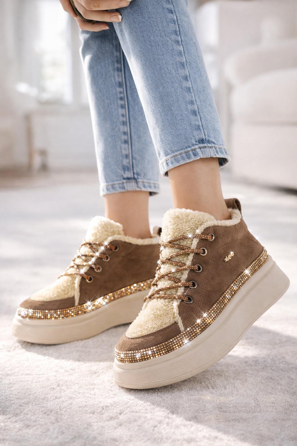 Mihali Peluş Spor Ayakkabı Kahverengi - Spor Ayakkabı