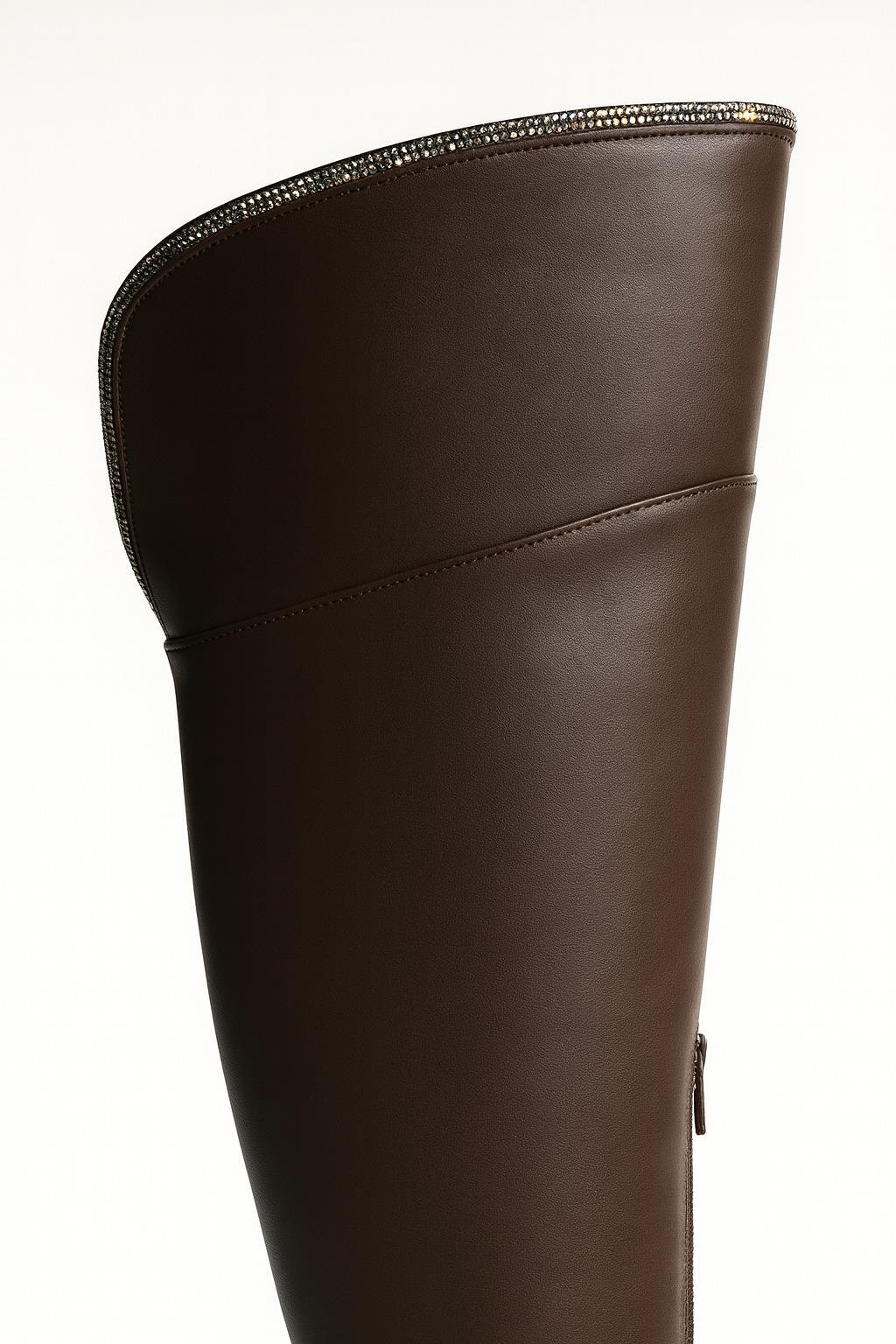 Moli Diz Üstü Çizme Kahverengi - 