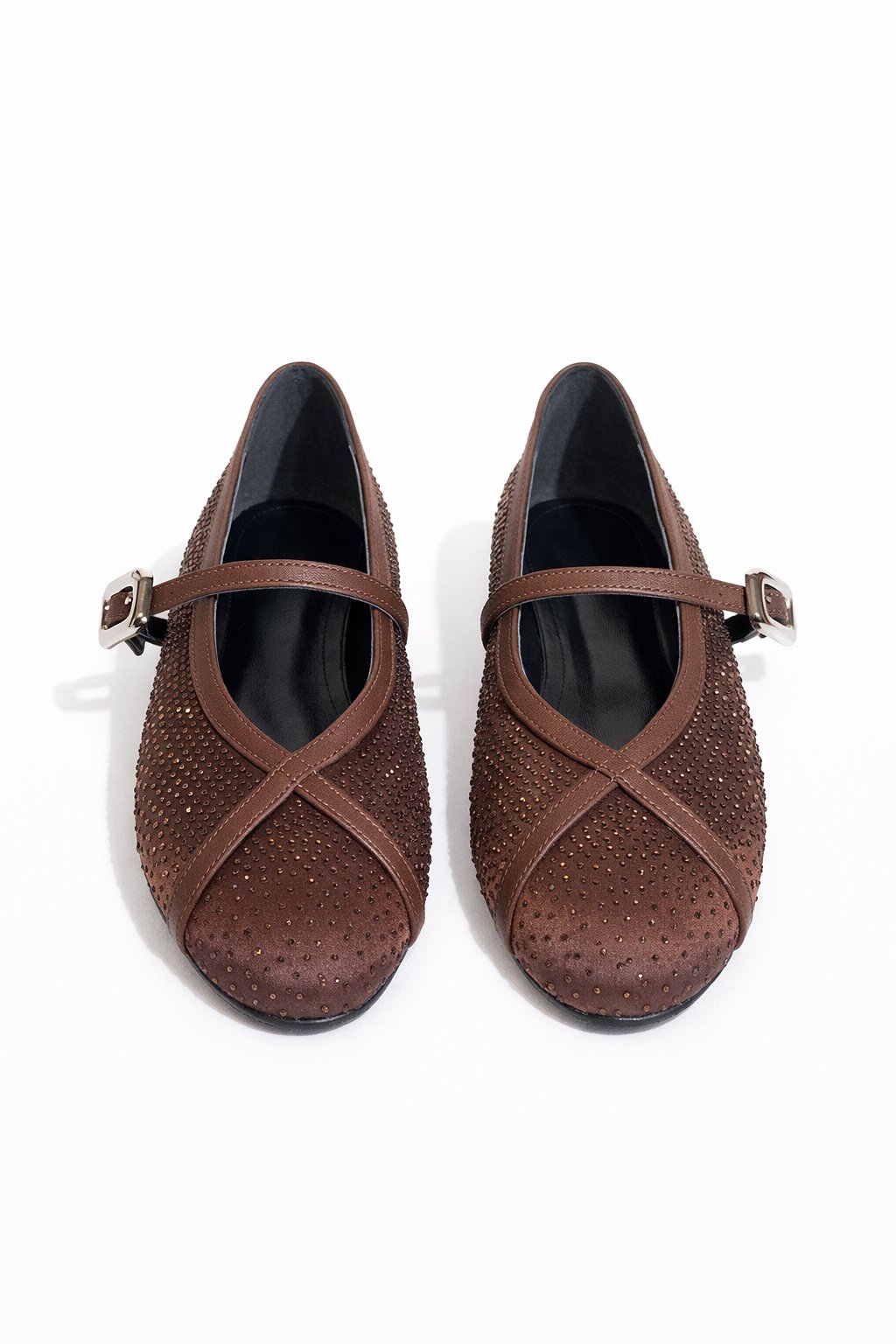 Molya Kristal Taşlı Babet Kahverengi - Düz Babet