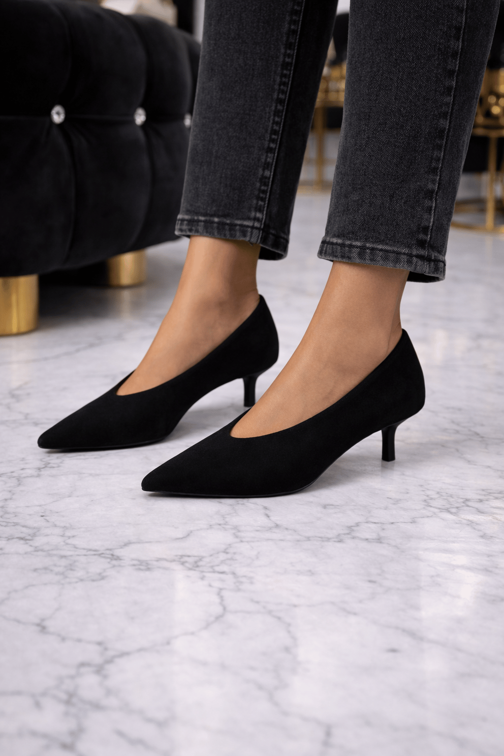 Monaco Süet Stiletto Siyah - Stiletto