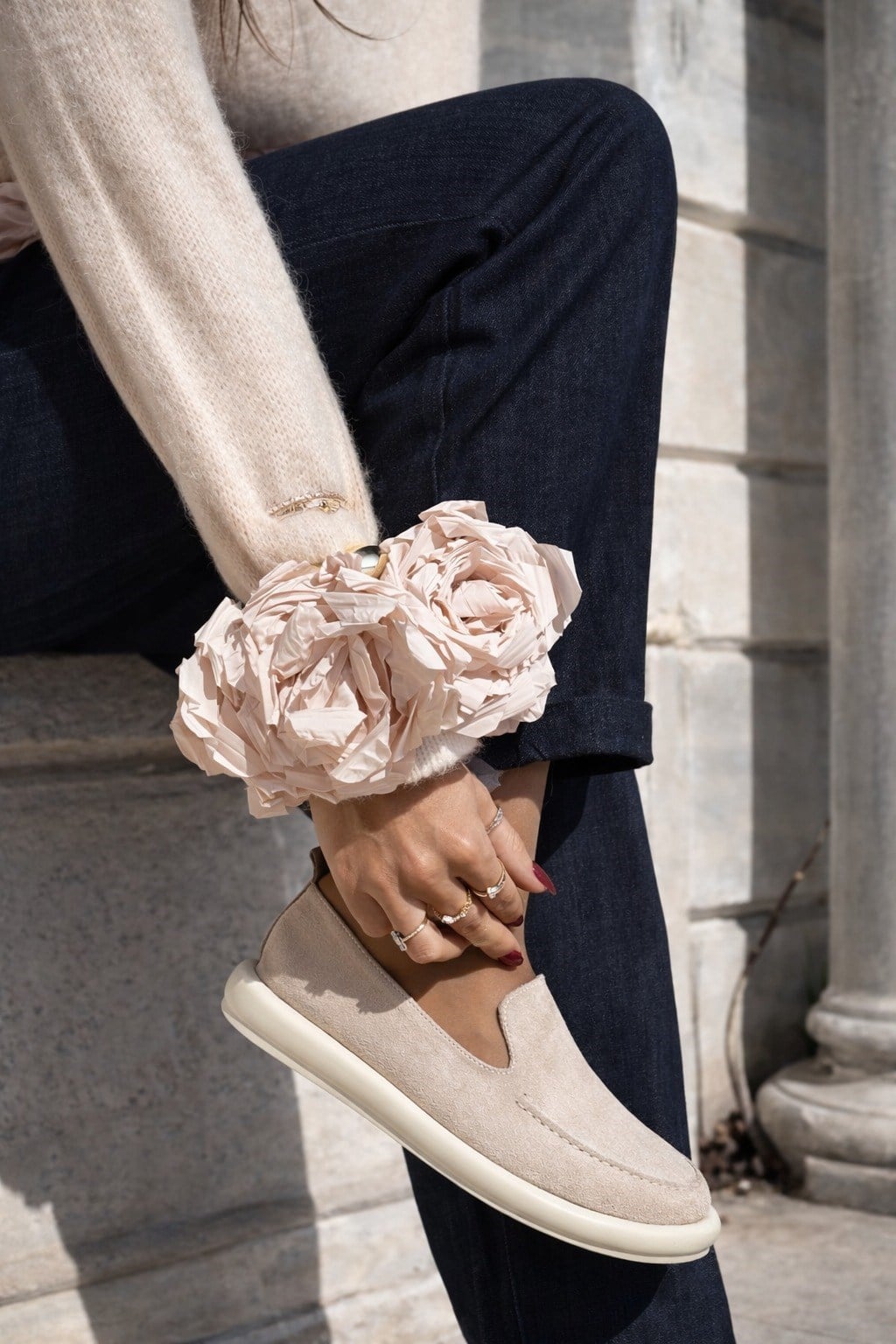 Monako Soft Süet Loafer Bej - Loafer