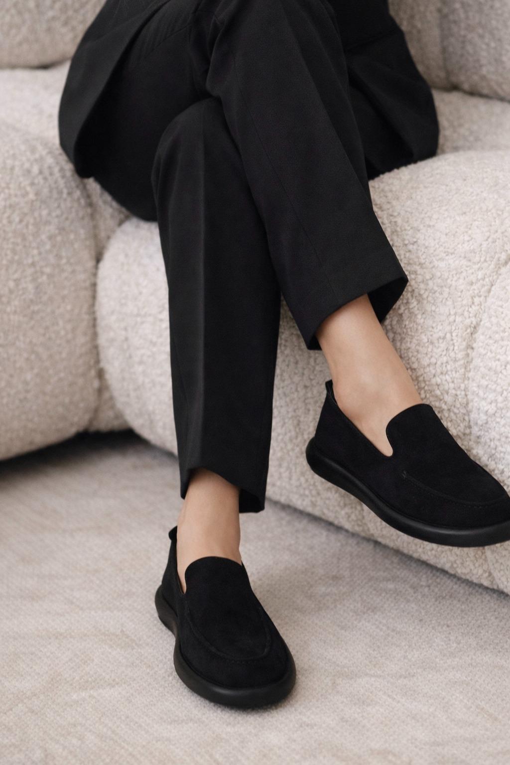 Monako Soft Süet Loafer Siyah - Loafer