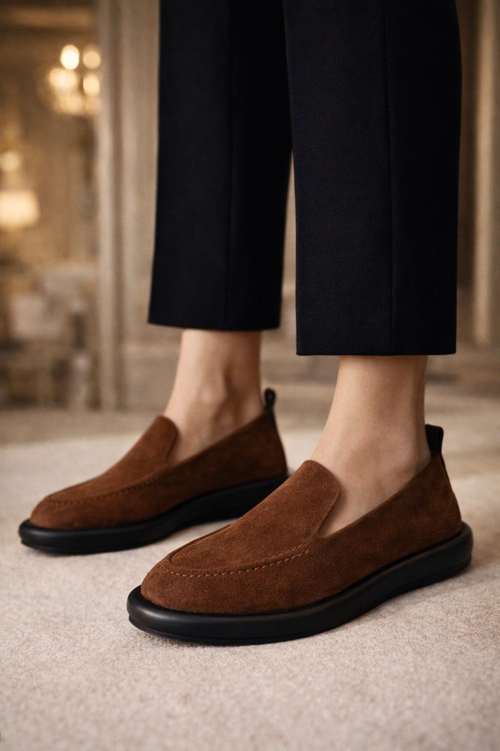 Monako Soft Süet Loafer Taba - Loafer