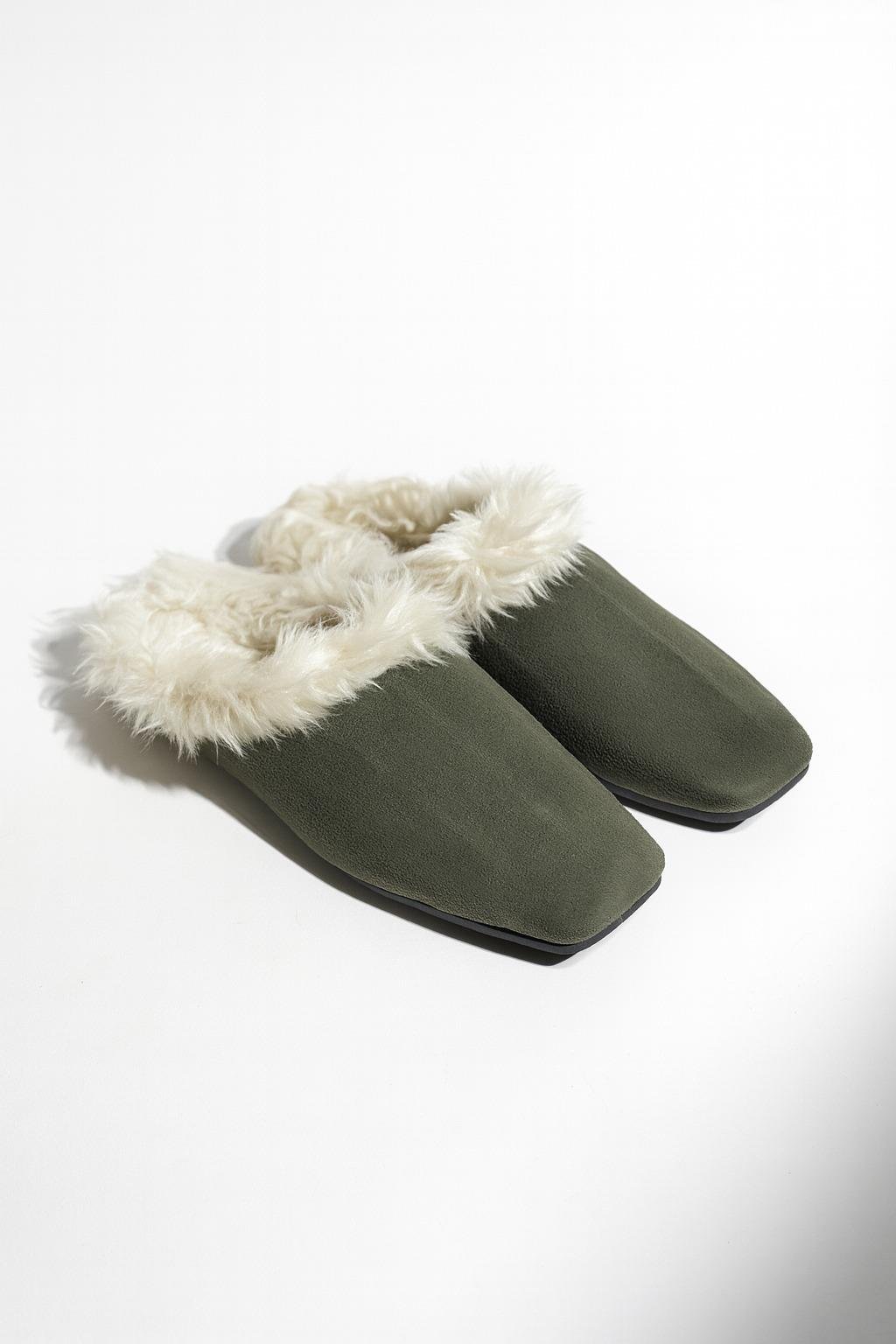 Mossie Süet Terlik Yeşil - Kışlık Terlik