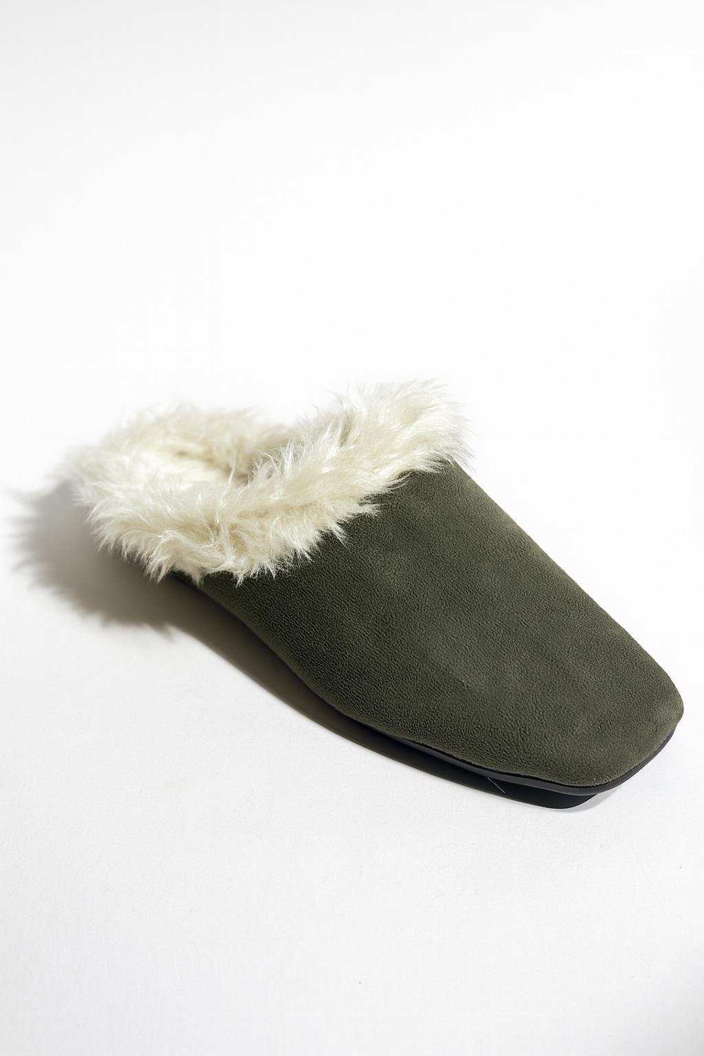 Mossie Süet Terlik Yeşil - Kışlık Terlik