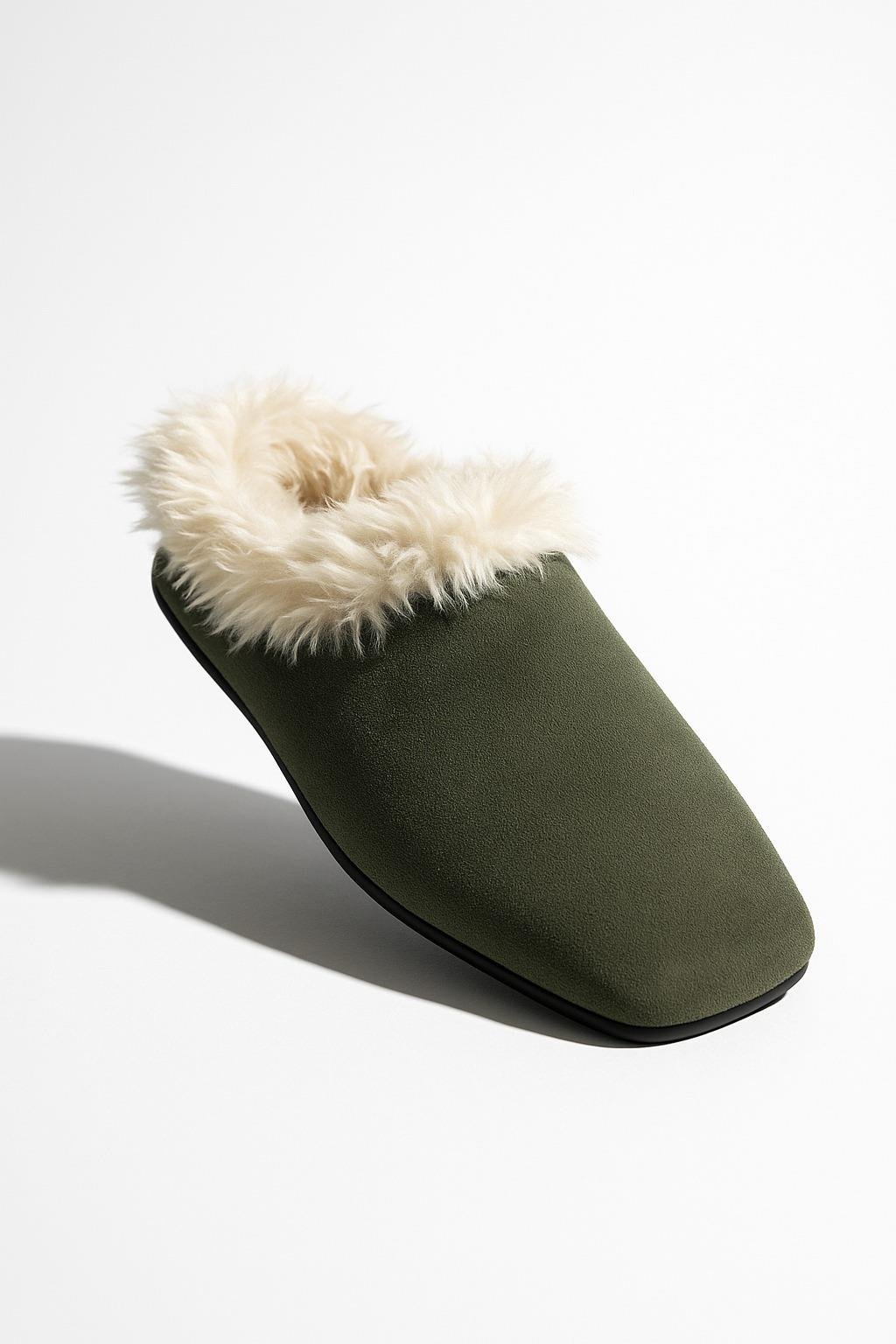 Mossie Süet Terlik Yeşil - Kışlık Terlik