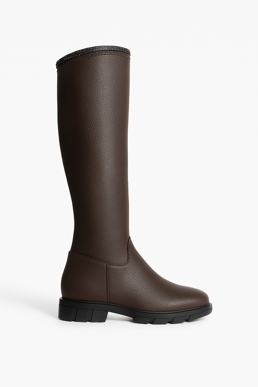 Tuya Diz Üstü Uzun Çizme Kahverengi - Düz Çizme